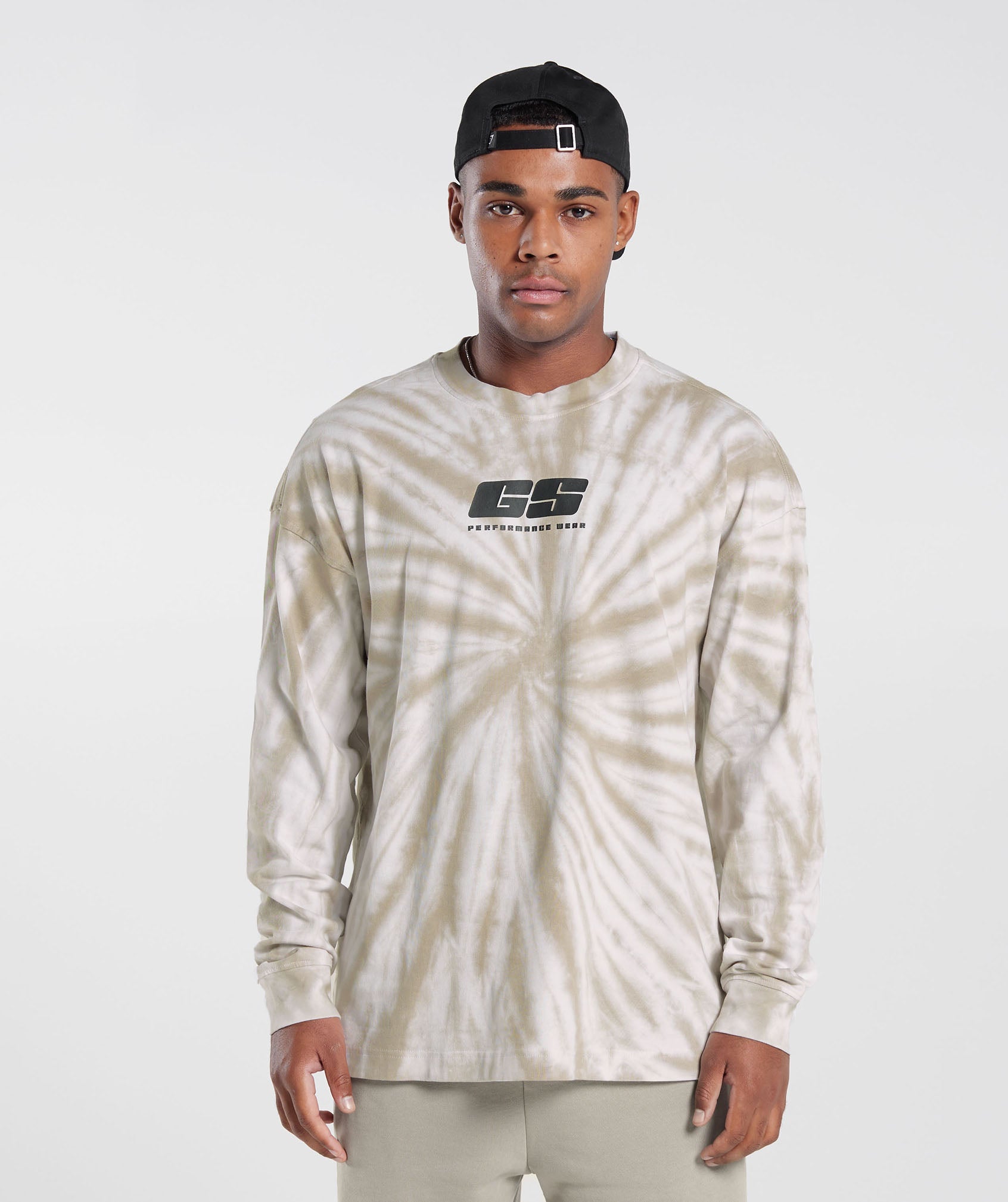 Rest Day Long Sleeve T-Shirt in White/Mushroom Brown/Spiral Optic Wash - view 1