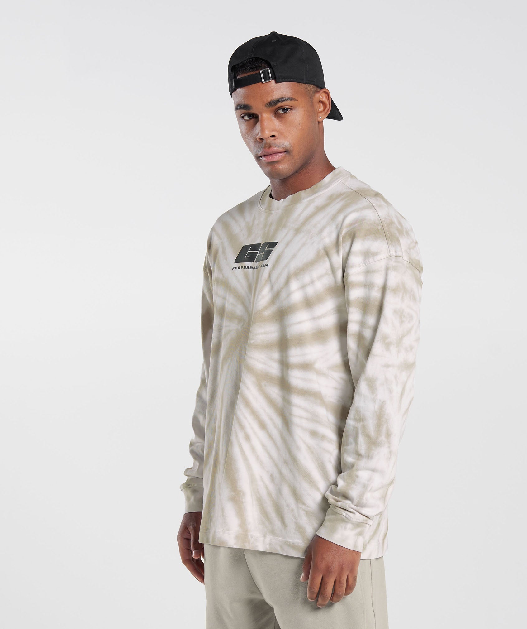 Rest Day Long Sleeve T-Shirt in White/Mushroom Brown/Spiral Optic Wash - view 3