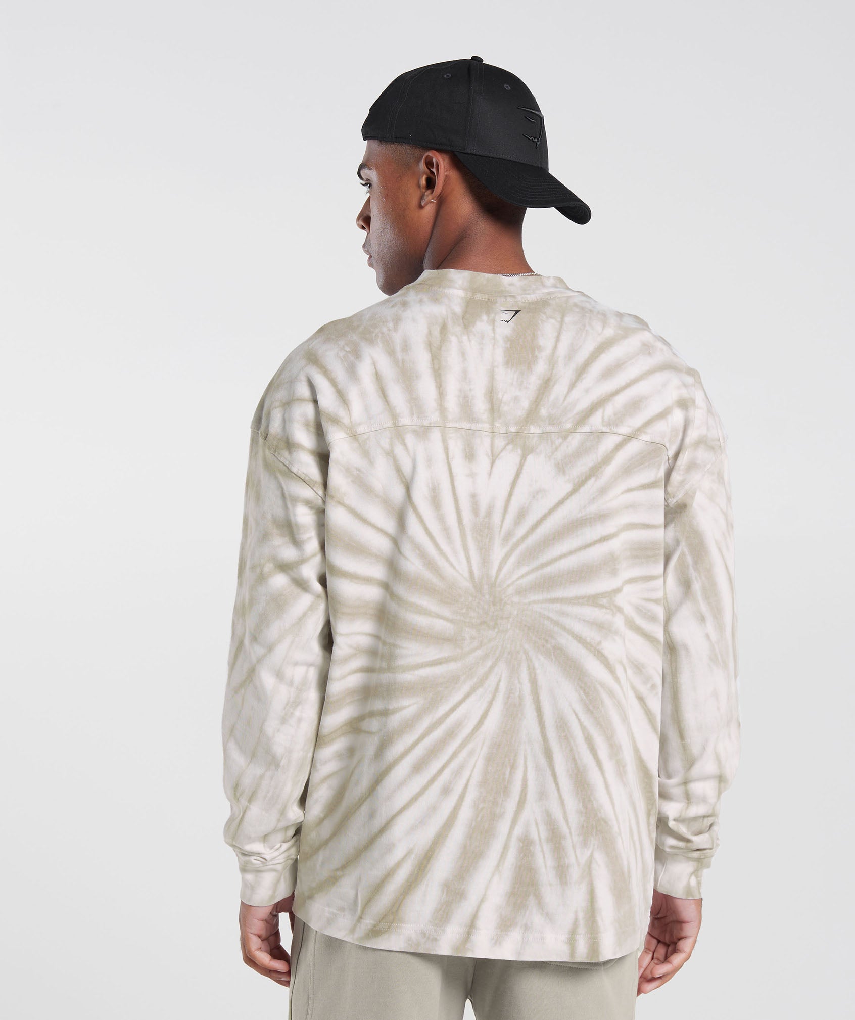 Rest Day Long Sleeve T-Shirt in White/Mushroom Brown/Spiral Optic Wash - view 2