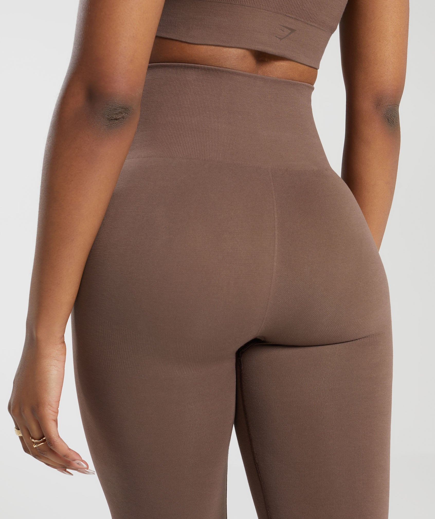 DKNY sz S RIB KNIT HIGH WAISTED SEAMLESS LEGGING in brown