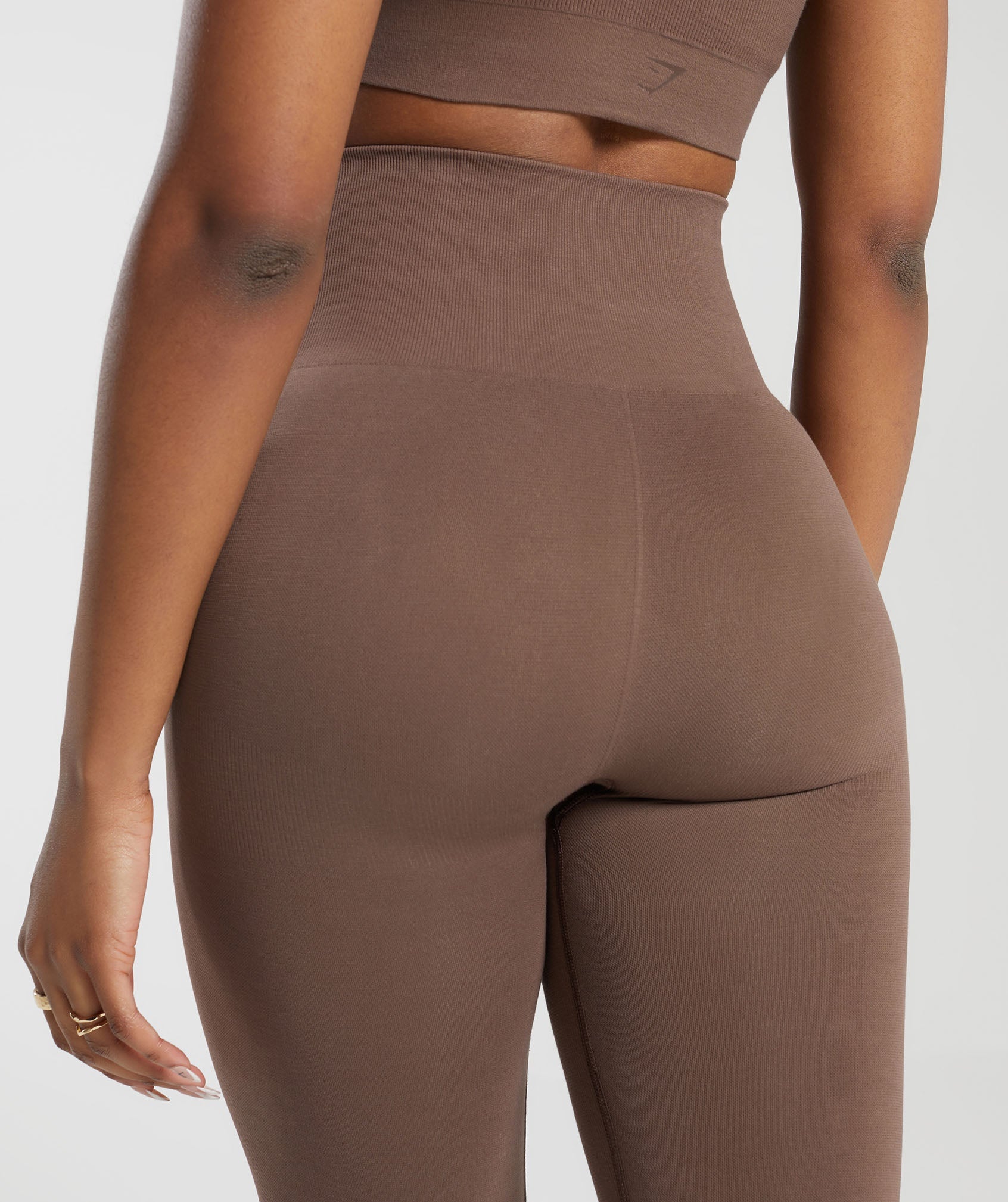 Cotton Seamless Leggings in Soft Brown - view 6