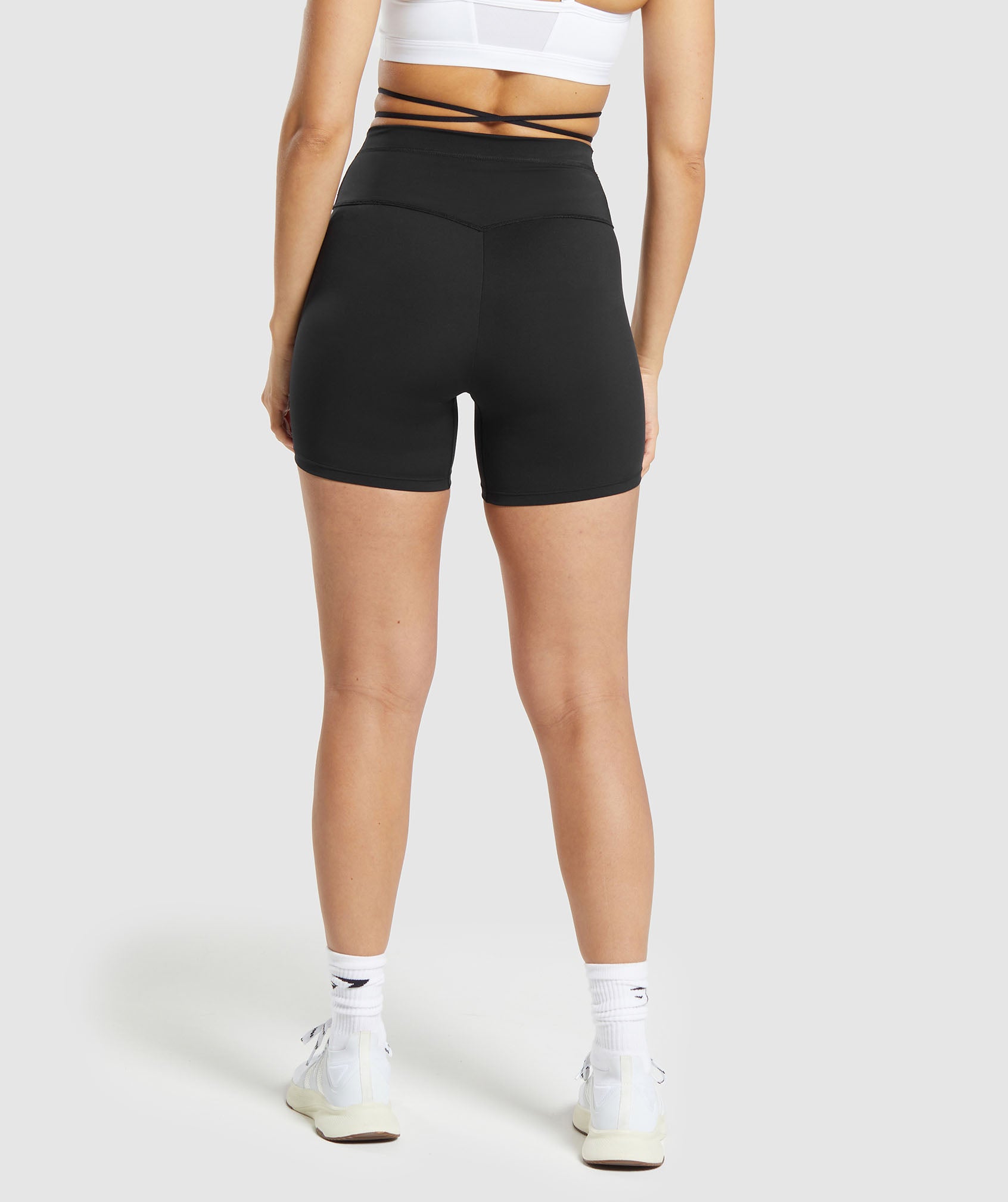 Ribbon Tie Waisted Shorts in Black - view 2