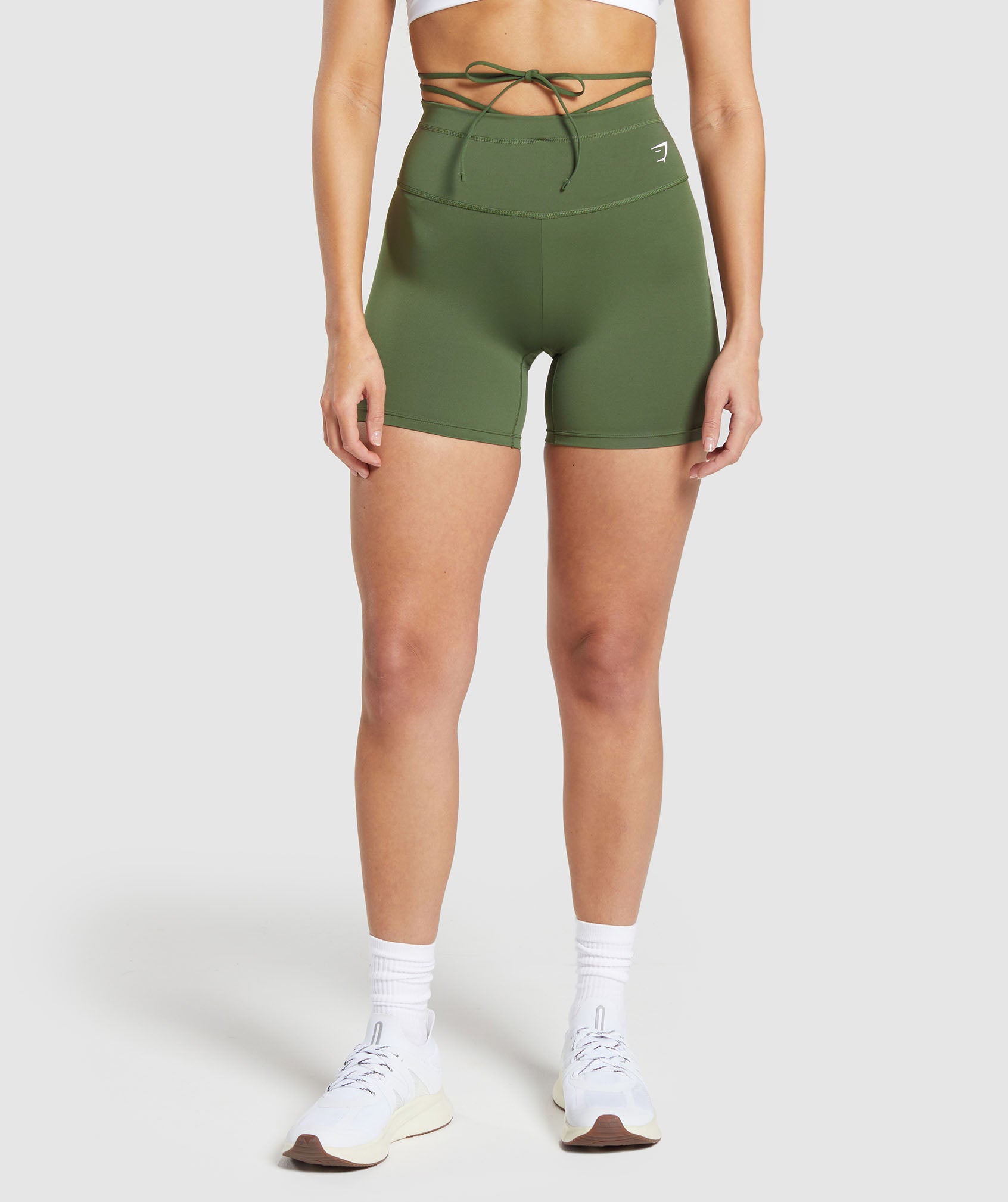Ribbon Tie Waisted Shorts in Core Olive