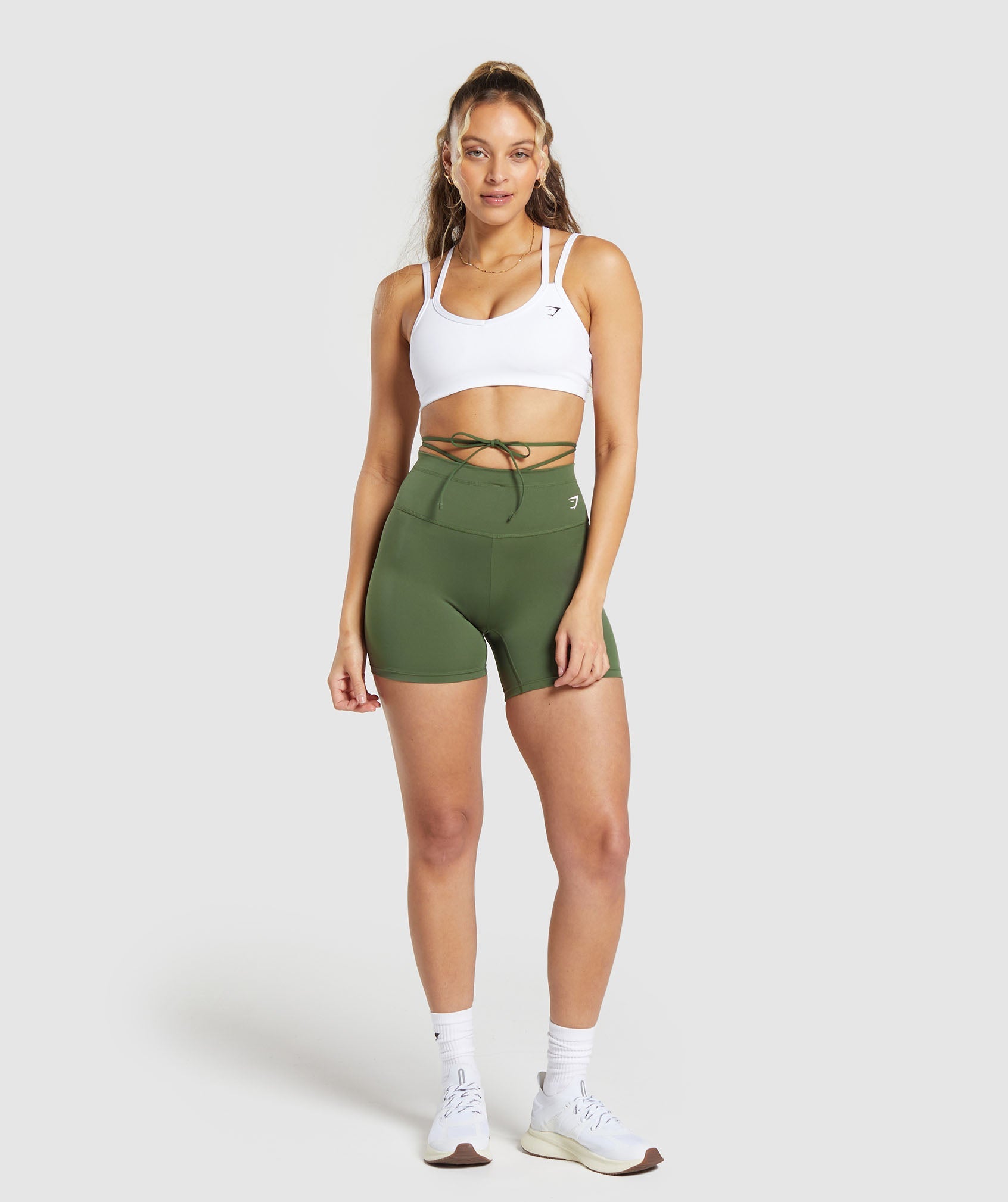 Ribbon Tie Waisted Short in Core Olive - view 4