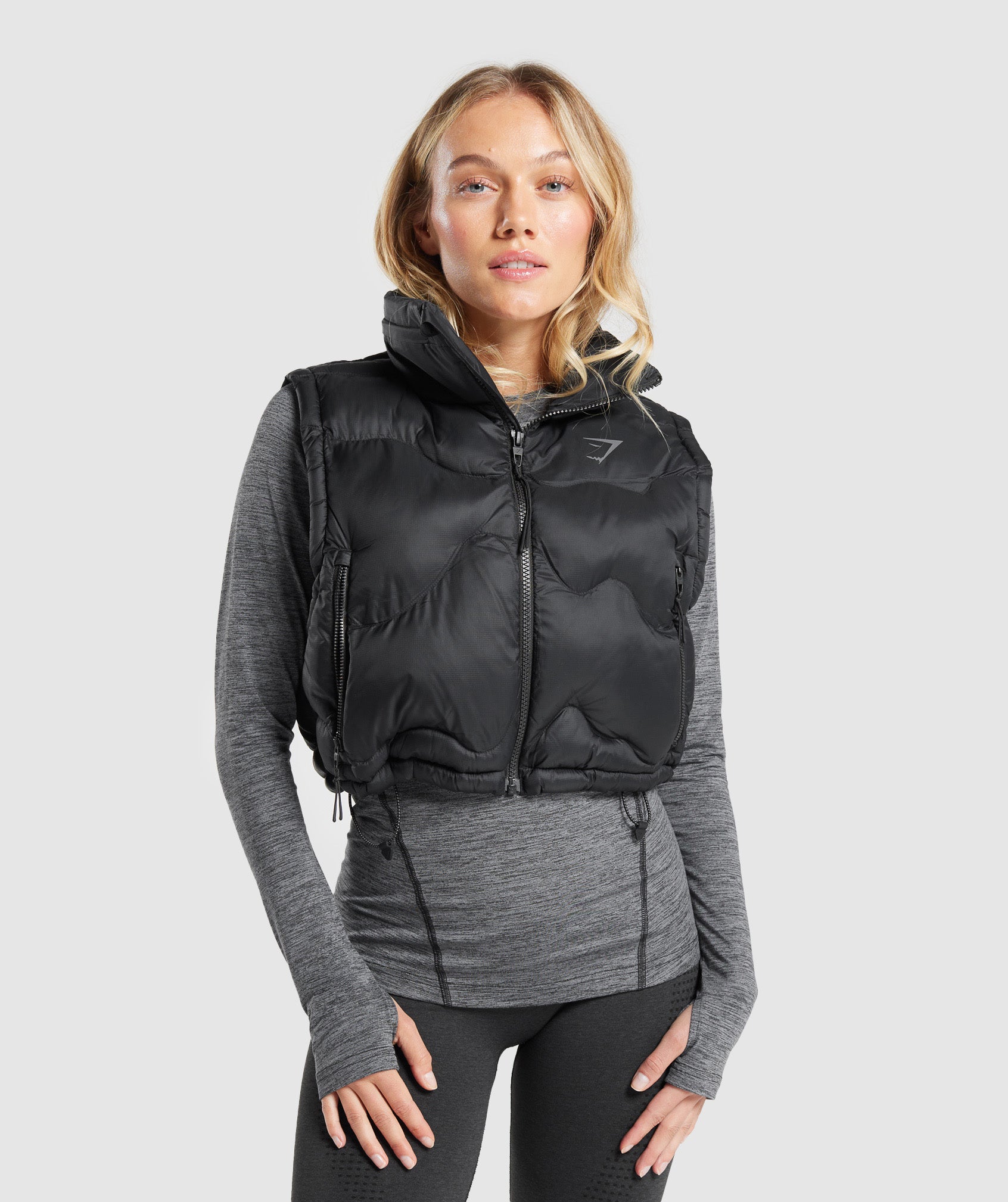 Ross Midi Puffer Gilet in Black - view 1