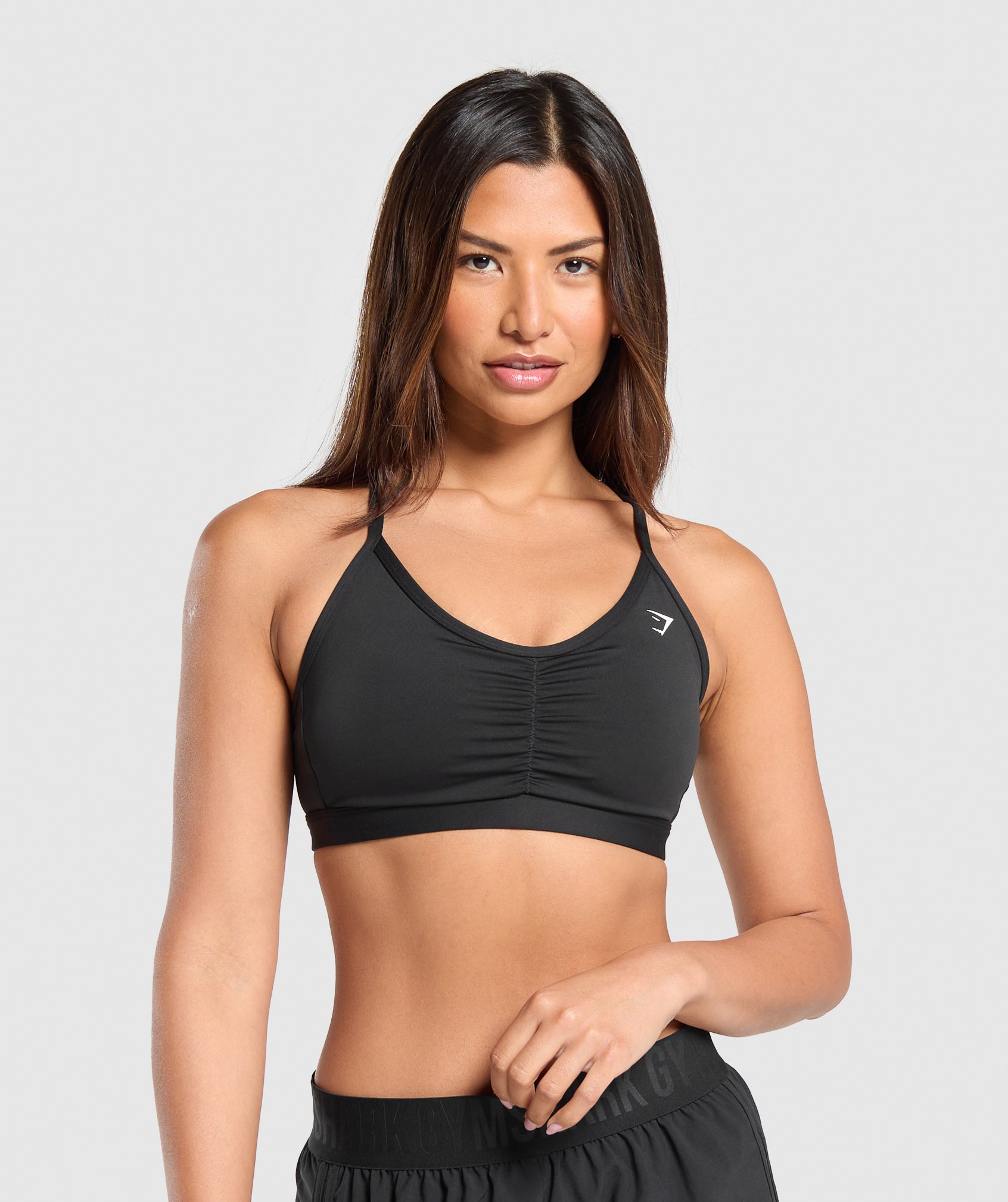 Ruched Sports Bra in Black