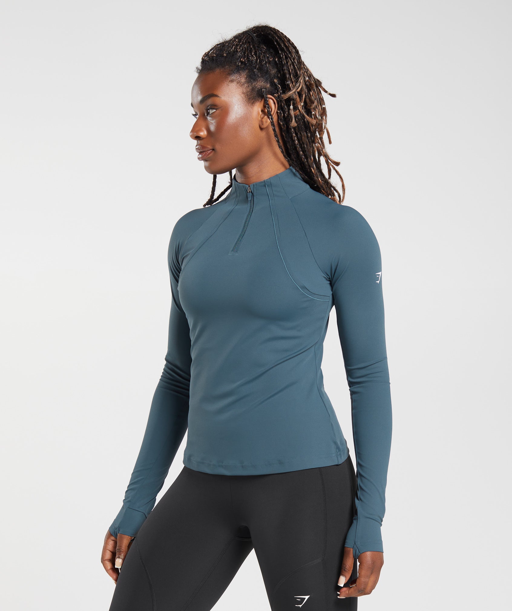 Gymshark Running 1/4 Zip - Smokey Teal