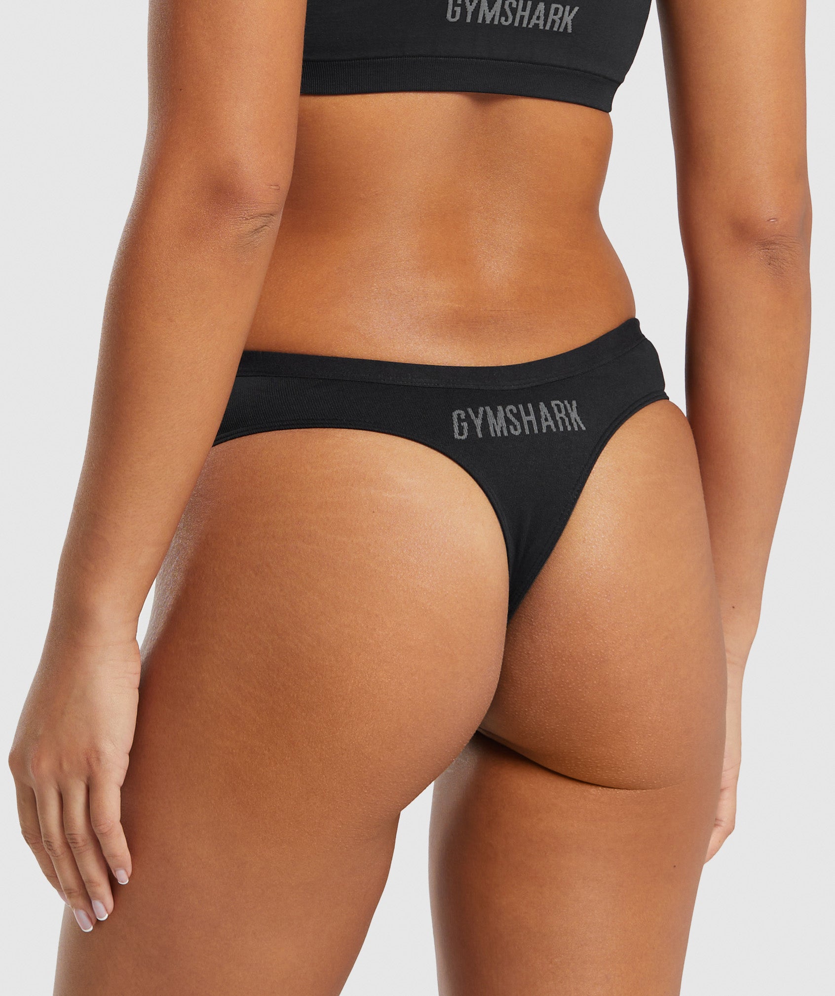 Seamless Dipped Front Thong in Black - view 2