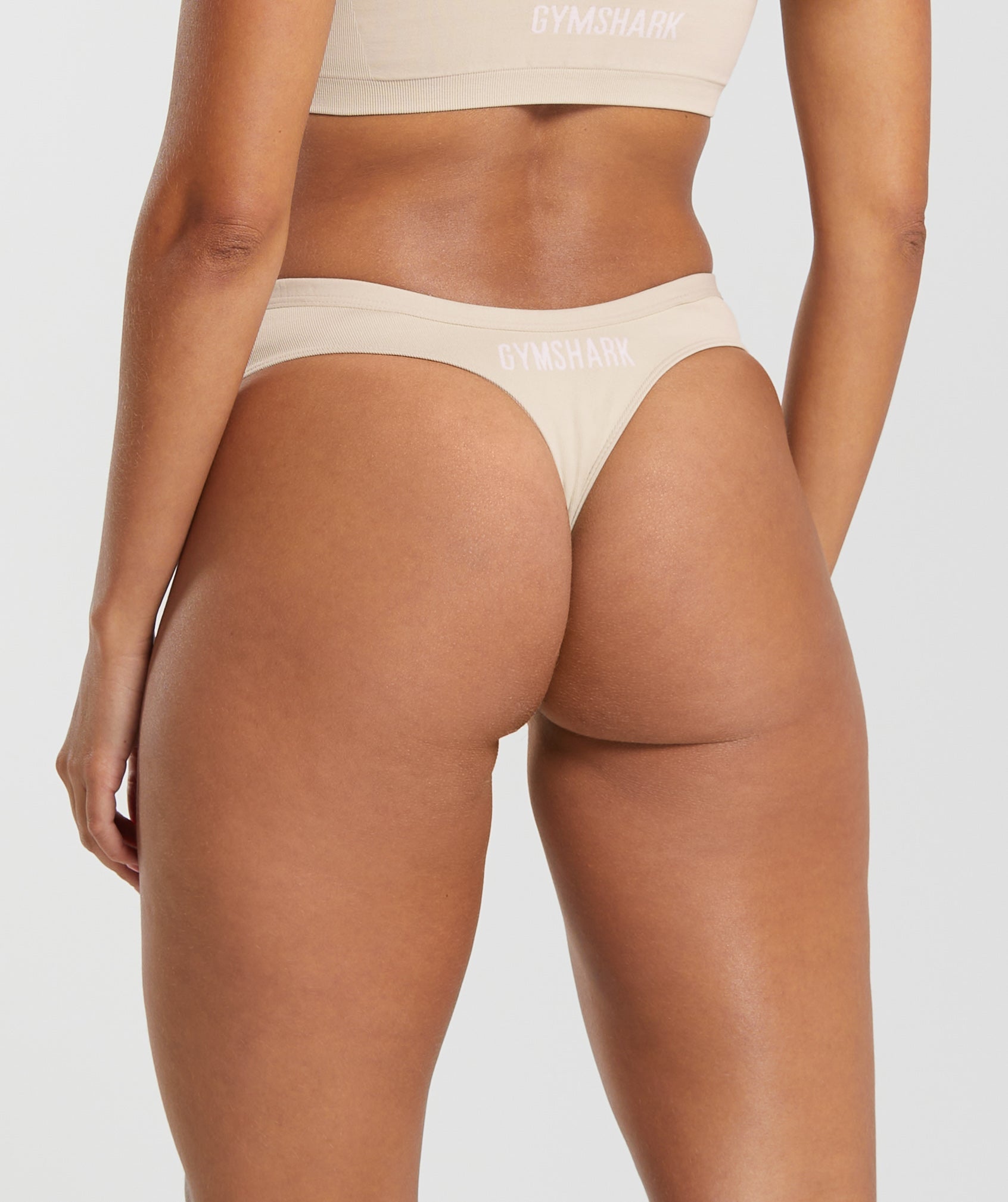 Seamless Dipped Front Thong in Pebble Grey - view 2