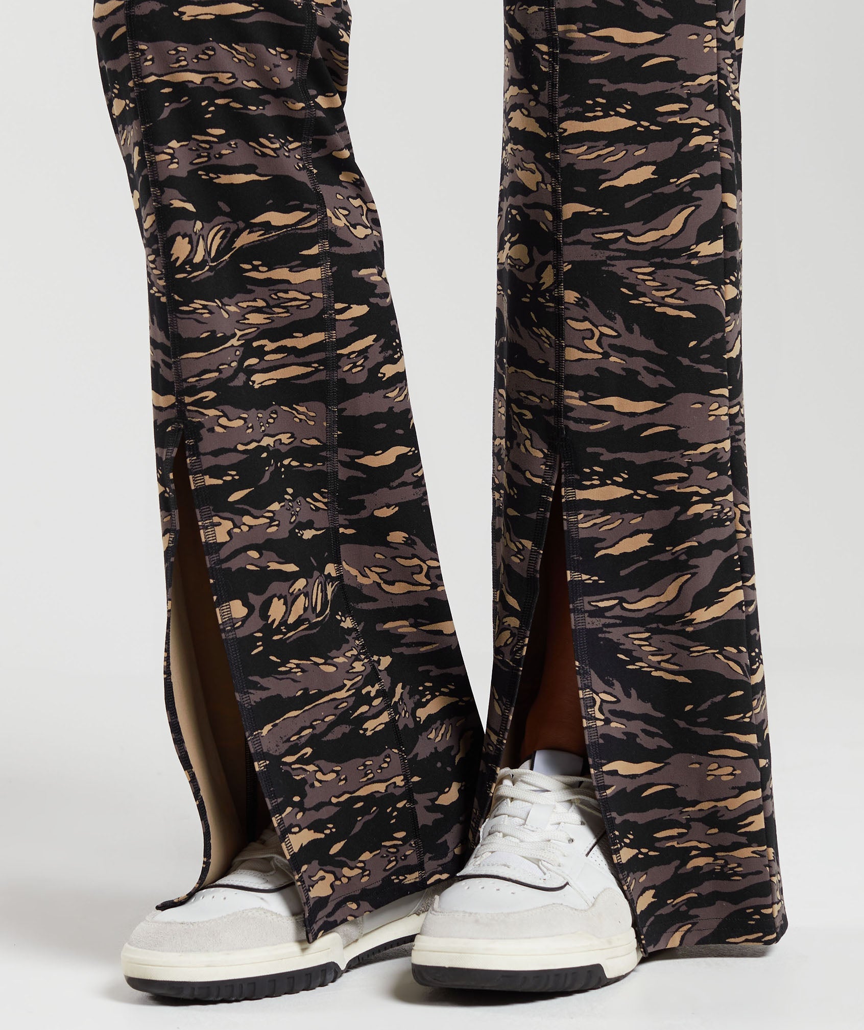 Split Flare Printed Leggings in Cool Brown - view 5