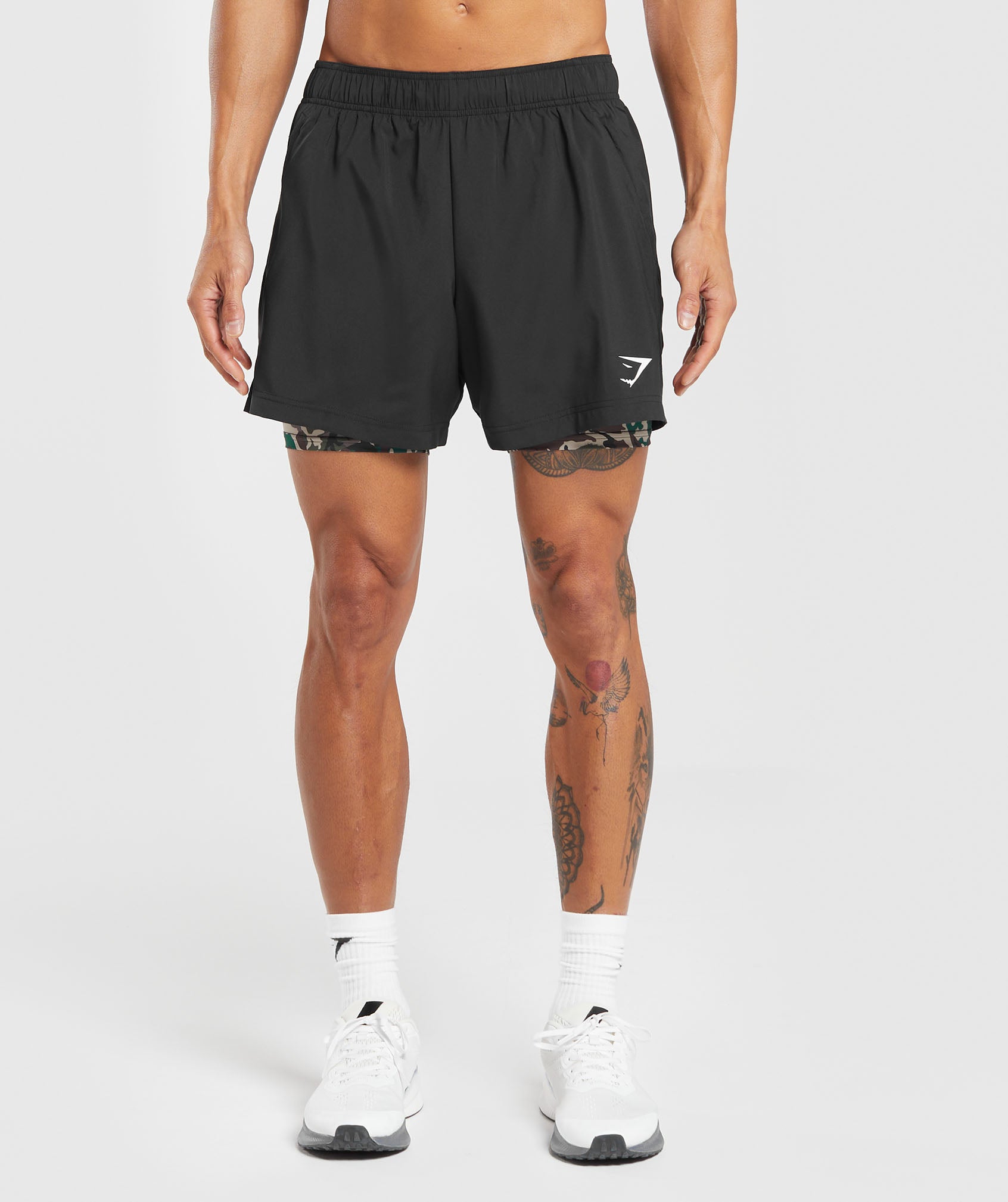 Sport 5" 2 In 1 Shorts in Black/Cement Brown