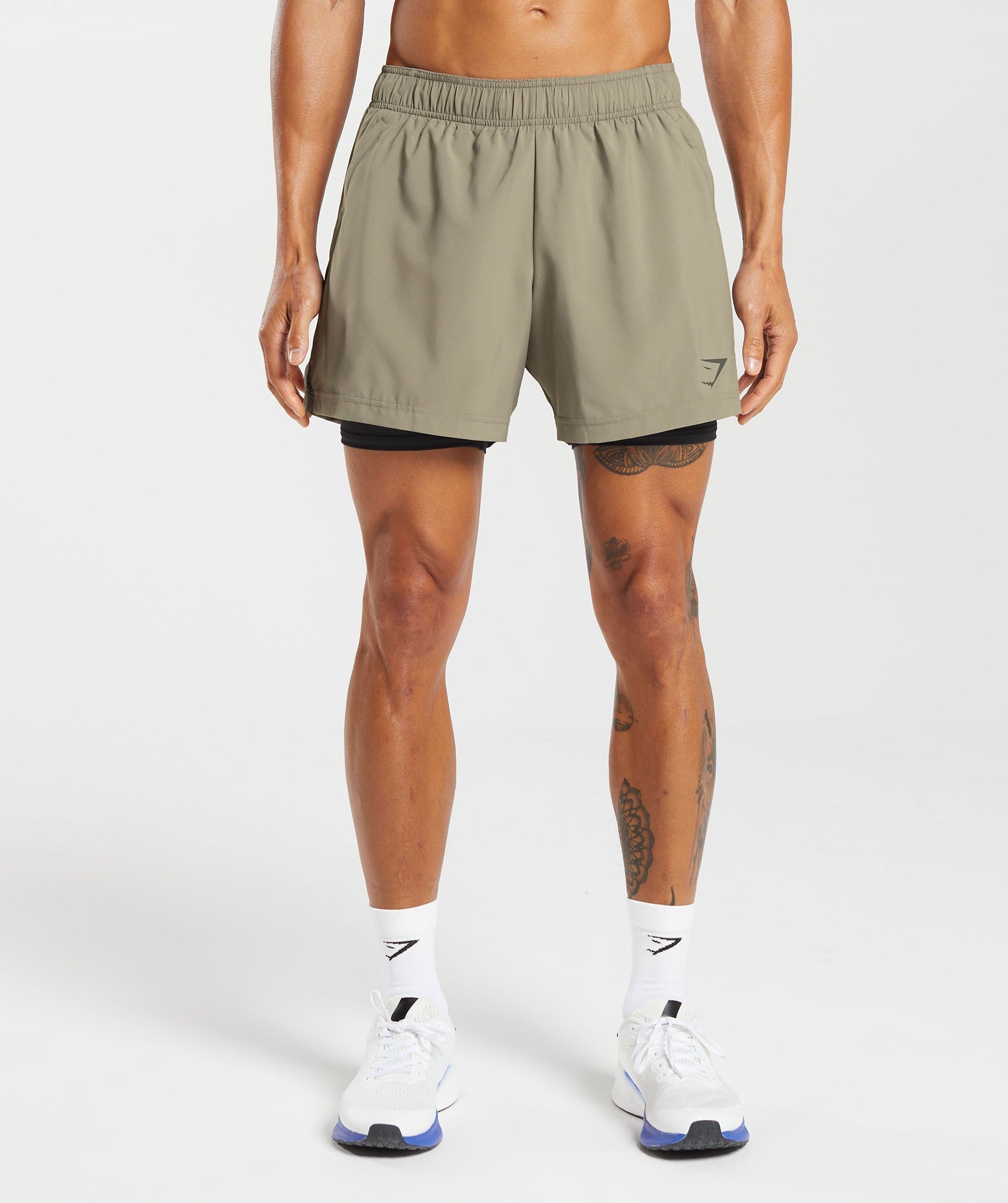 Sport 5" 2 In 1 Shorts in Linen Brown/Black