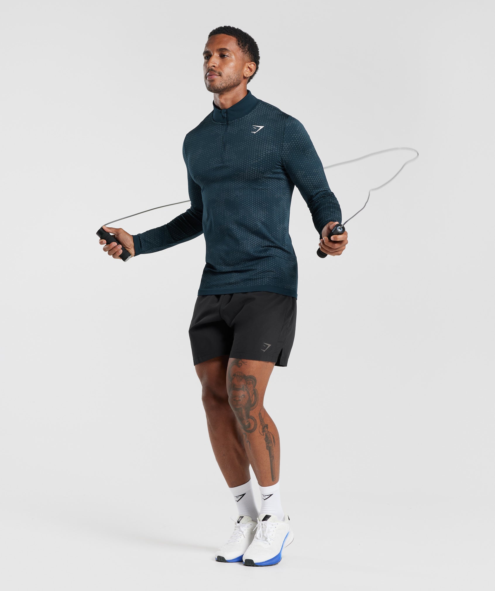 Sport Seamless 1/4 Zip in Navy/Denim Teal - view 4