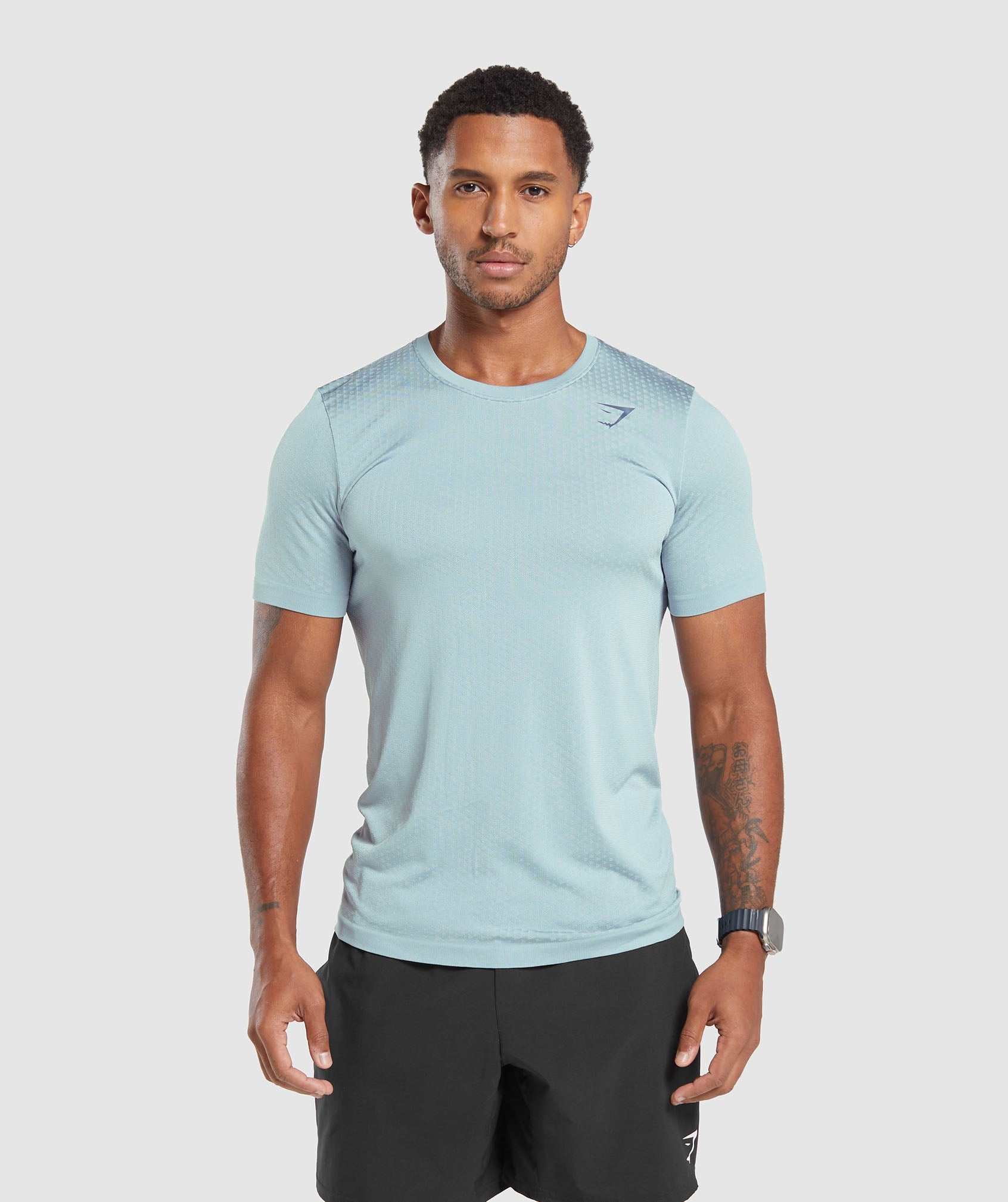 Gymshark Sport Seamless T-Shirt - Salt Blue/White | Gymshark