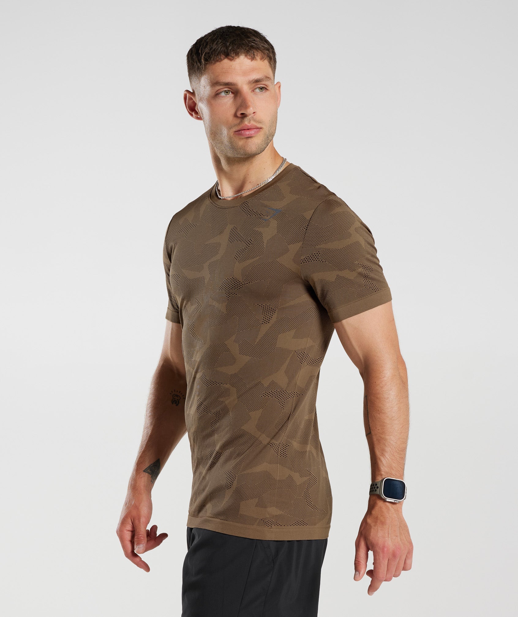 Sport Seamless T-Shirt in Fossil Brown/Black - view 3