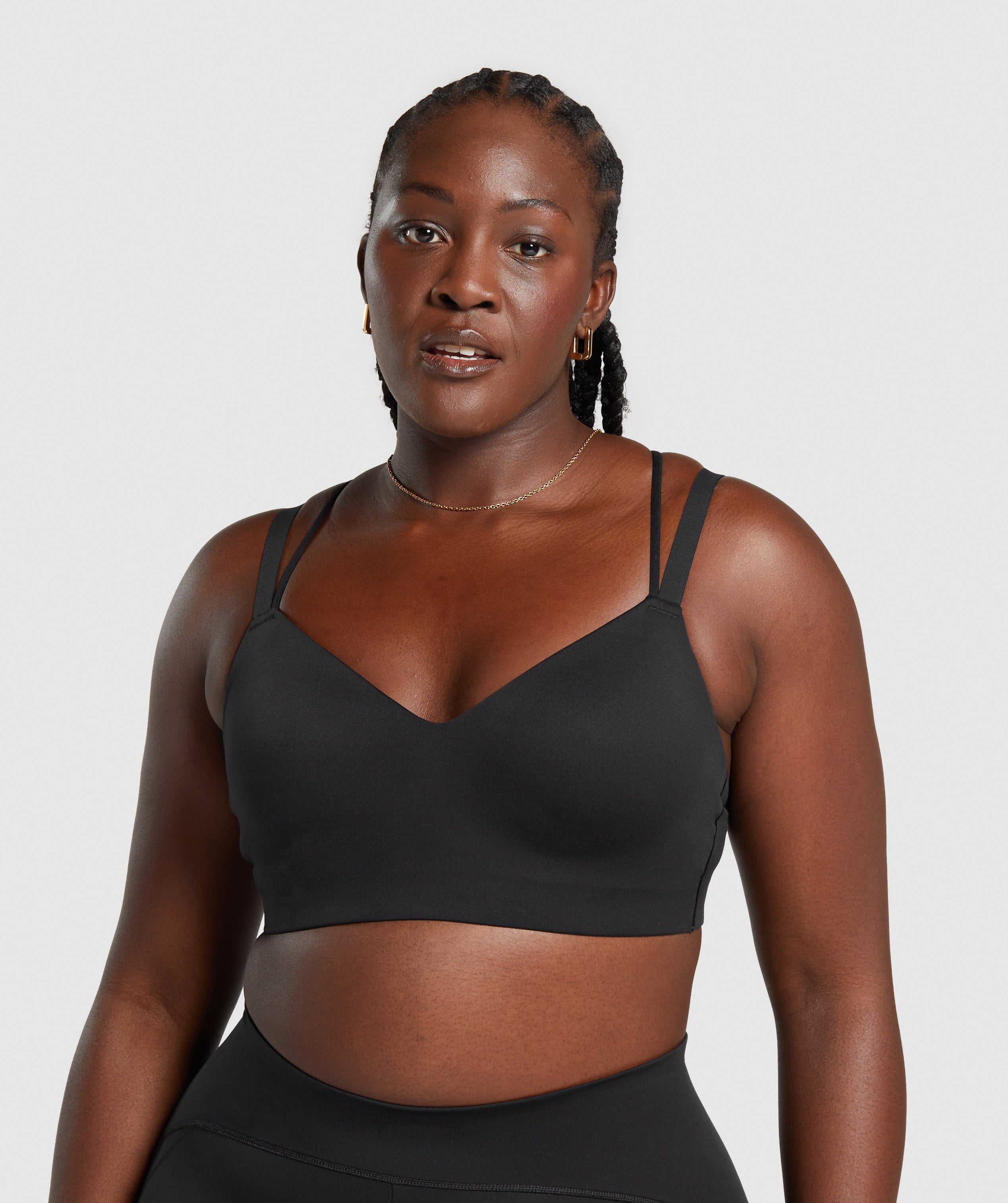 Strappy Back Light Support Sports Bra in Black - view 3