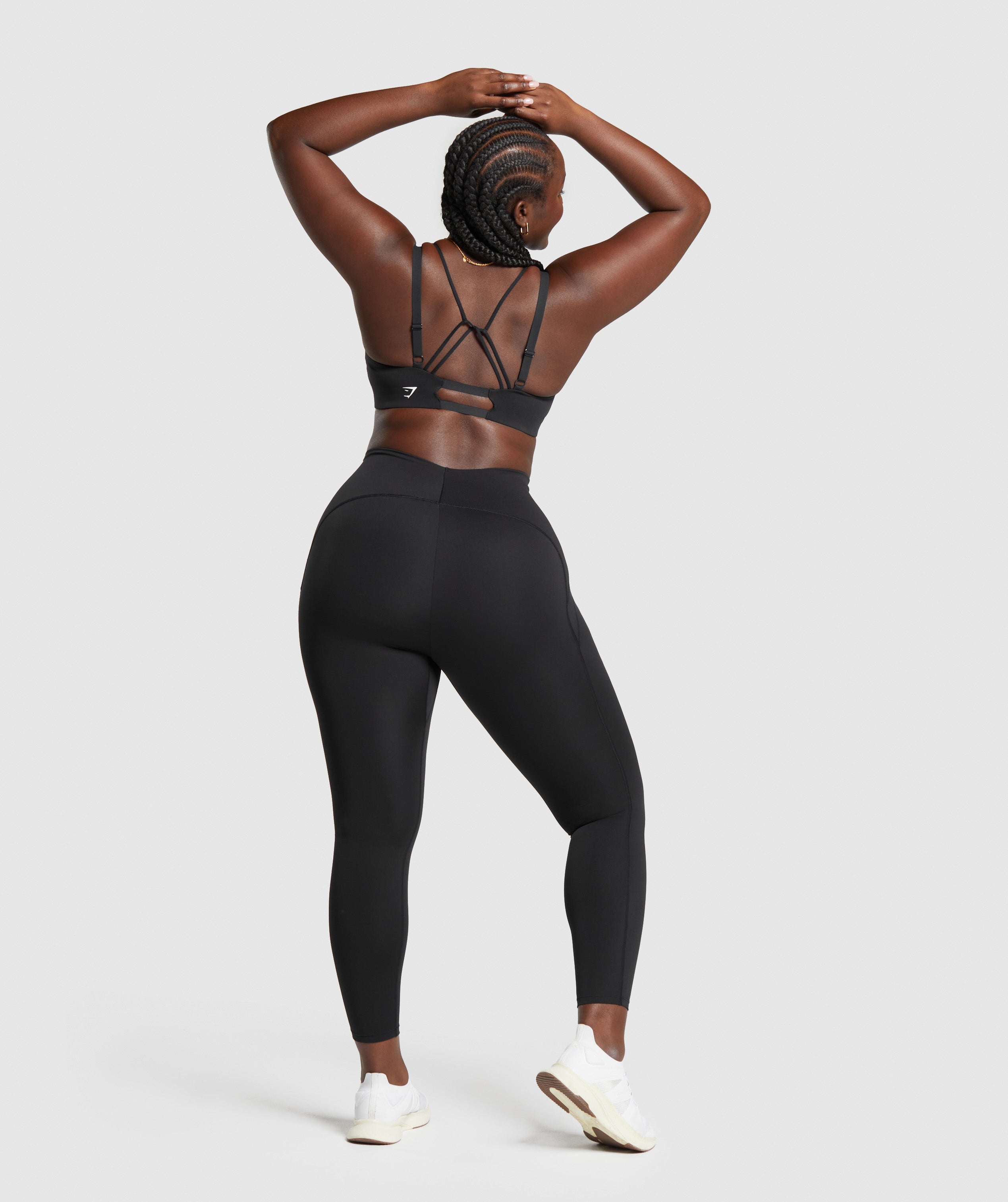 Strappy Back Light Support Sports Bra in Black - view 5