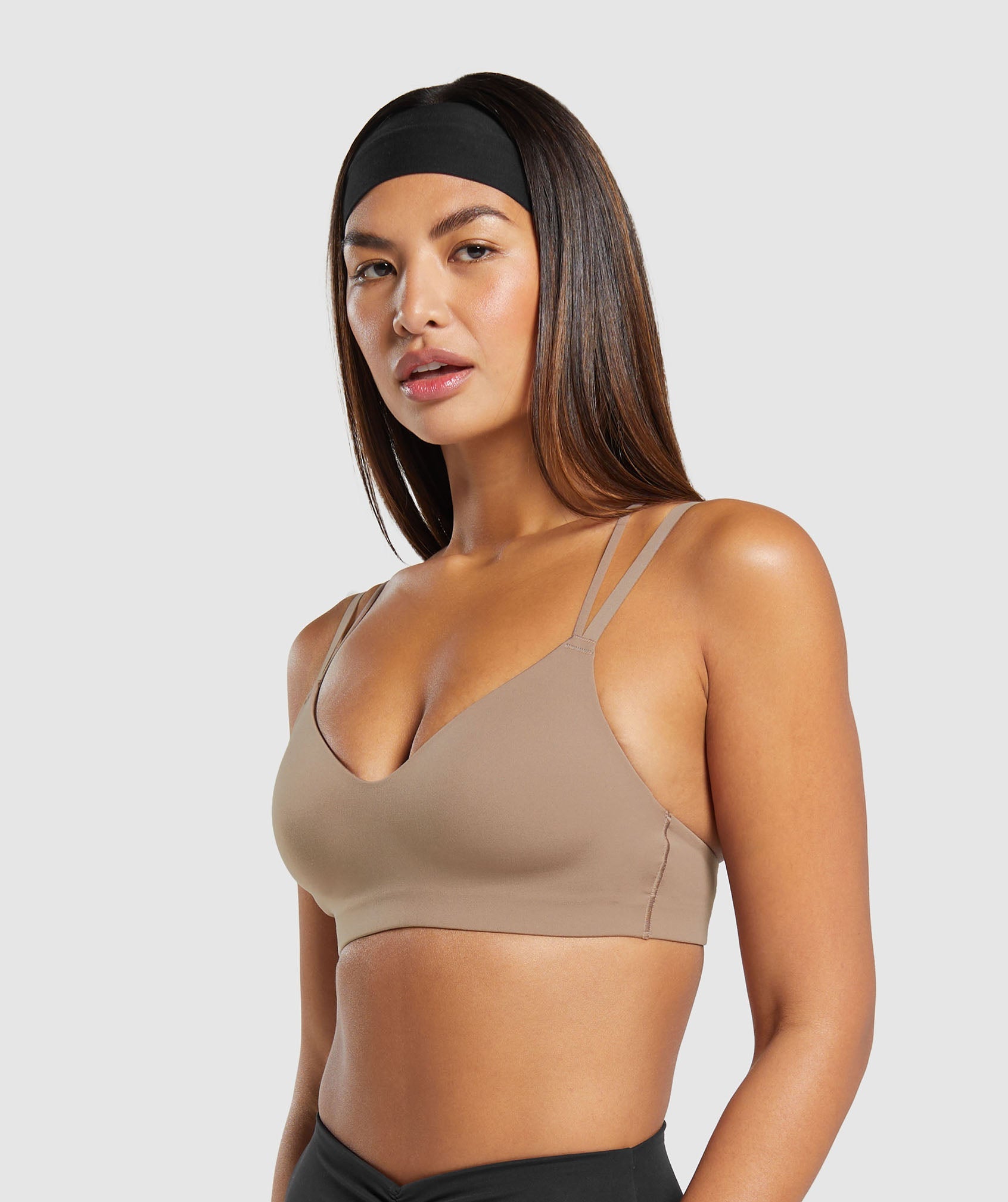 Strappy Back Light Support Sports Bra in Mocha Mauve - view 3