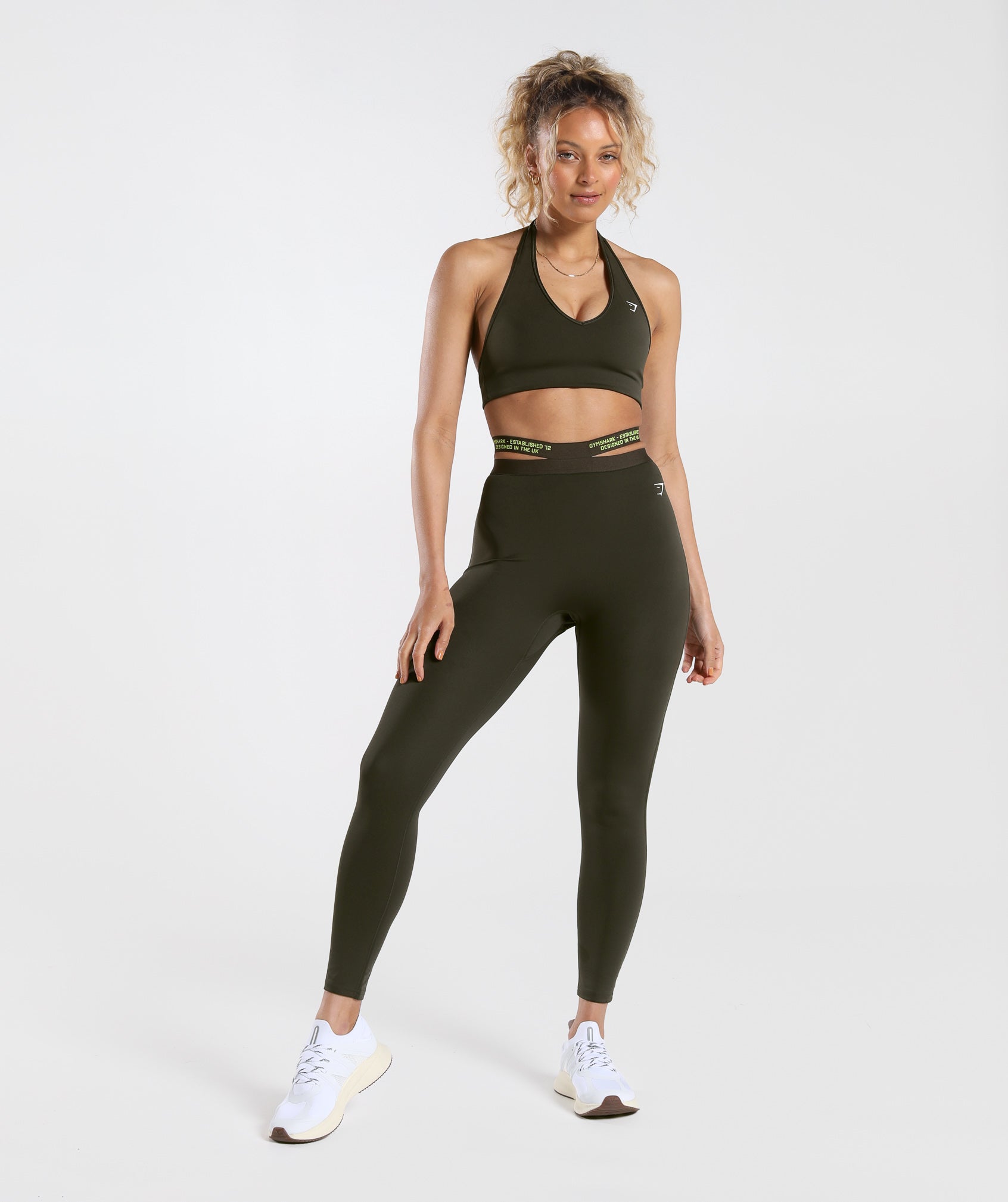 Strappy Waistband Leggings in Deep Olive Green - view 4