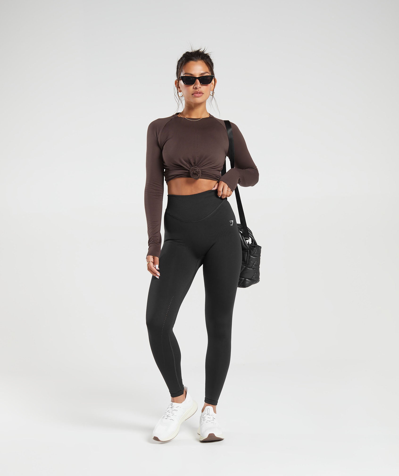 Sweat Seamless Long Sleeve Top in Shadow Brown - view 4