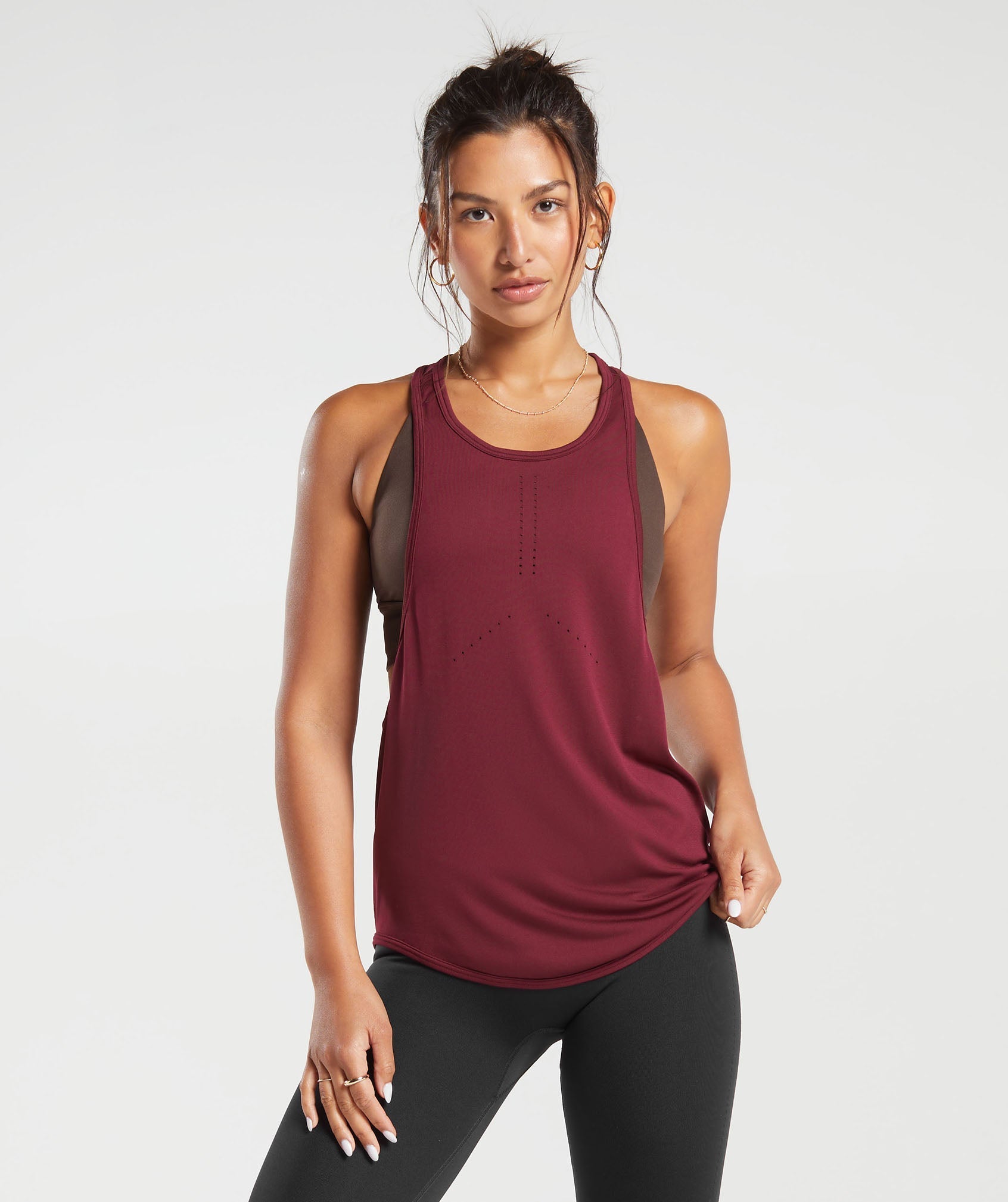 Gymshark Sweat Seamless Longline Tank - Plum Pink | Gymshark