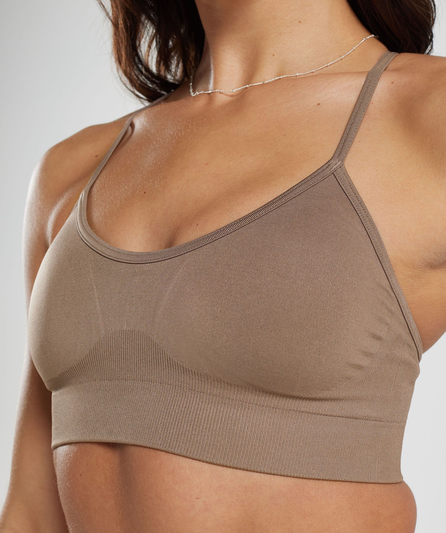 Sweat Seamless Sports Bra in Fossil Brown - view 5