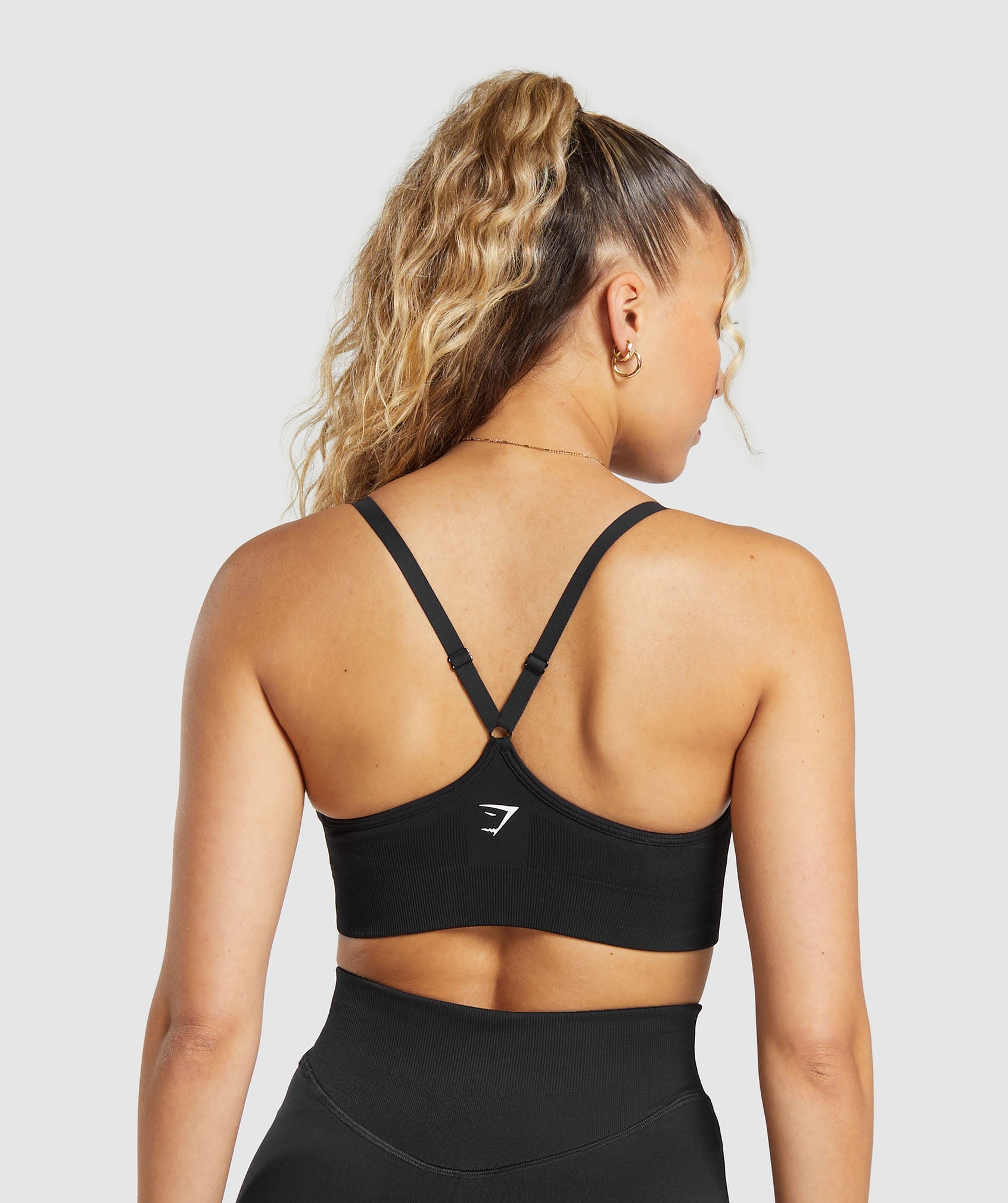 Plt Black Padded Cross Back Seamless Sports Bra