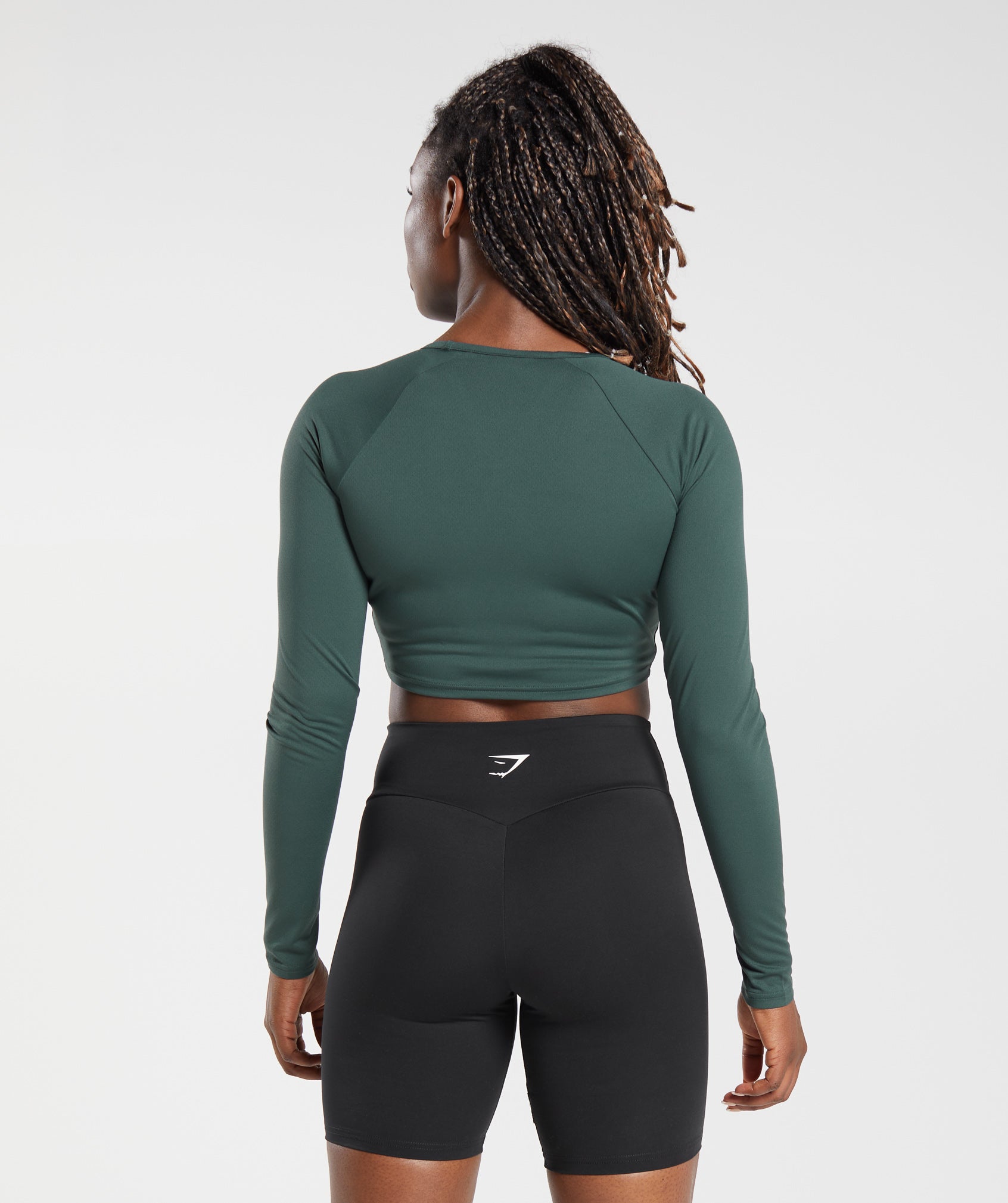 Training Long Sleeve Crop Top in Fog Green - view 2