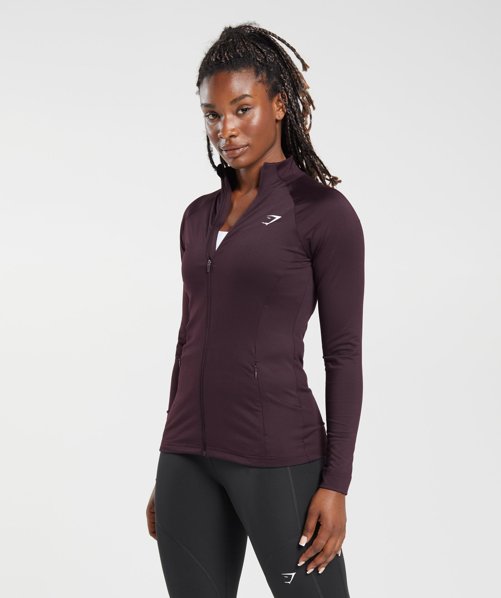 Training Zip Up Jacket in Plum Brown - view 3