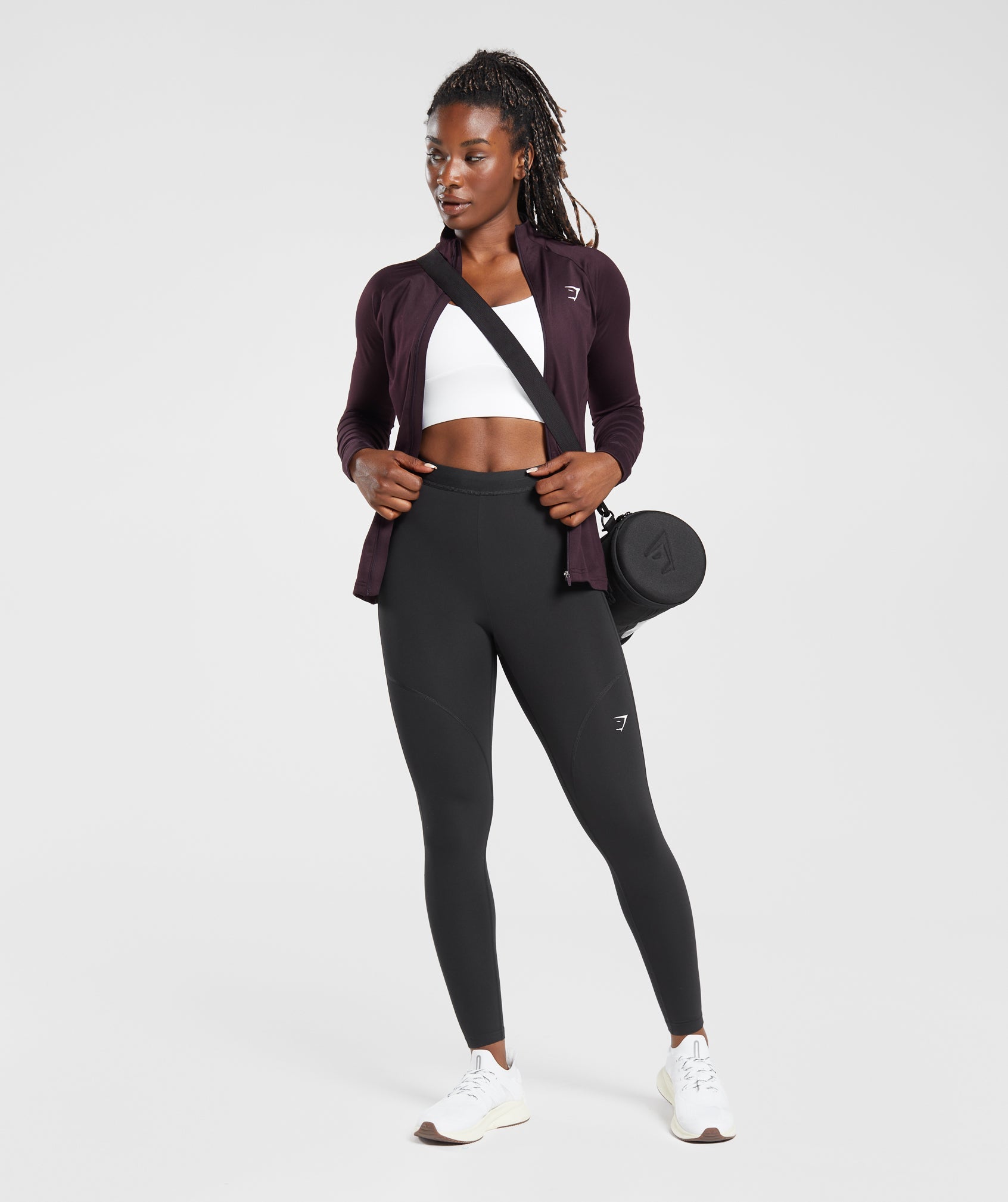 Training Zip Up Jacket in Plum Brown - view 4