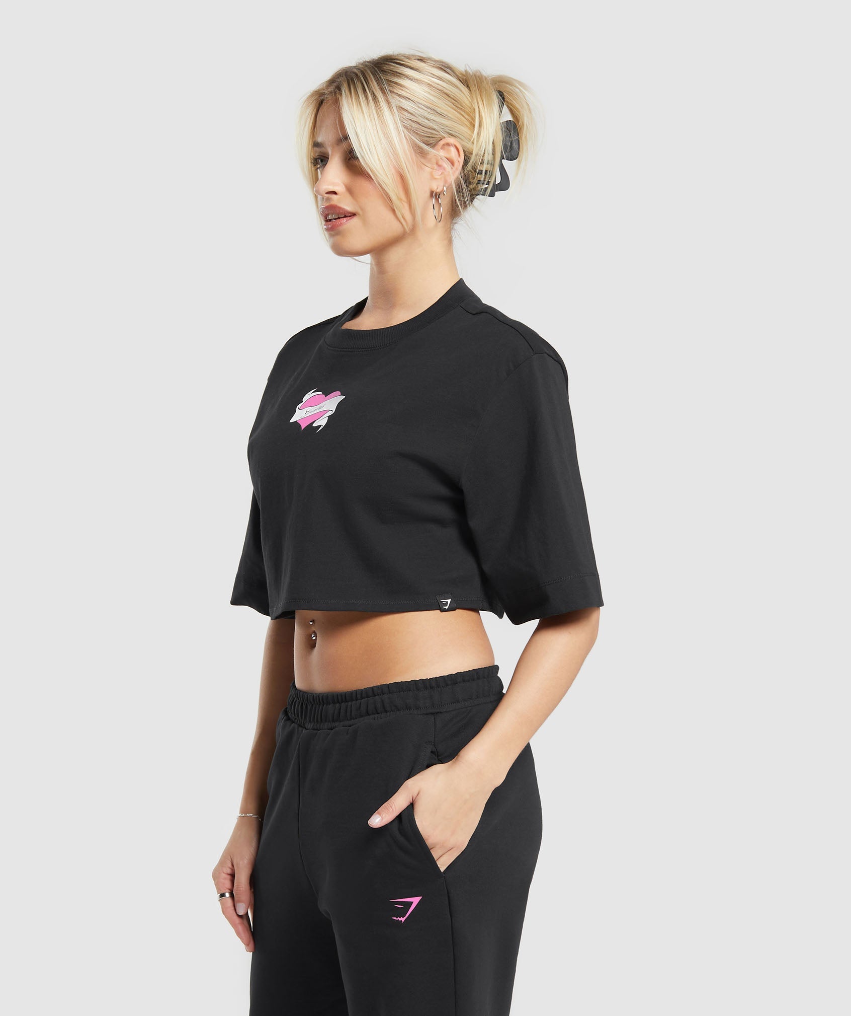 Tattoo Oversized Crop Top in Black - view 3