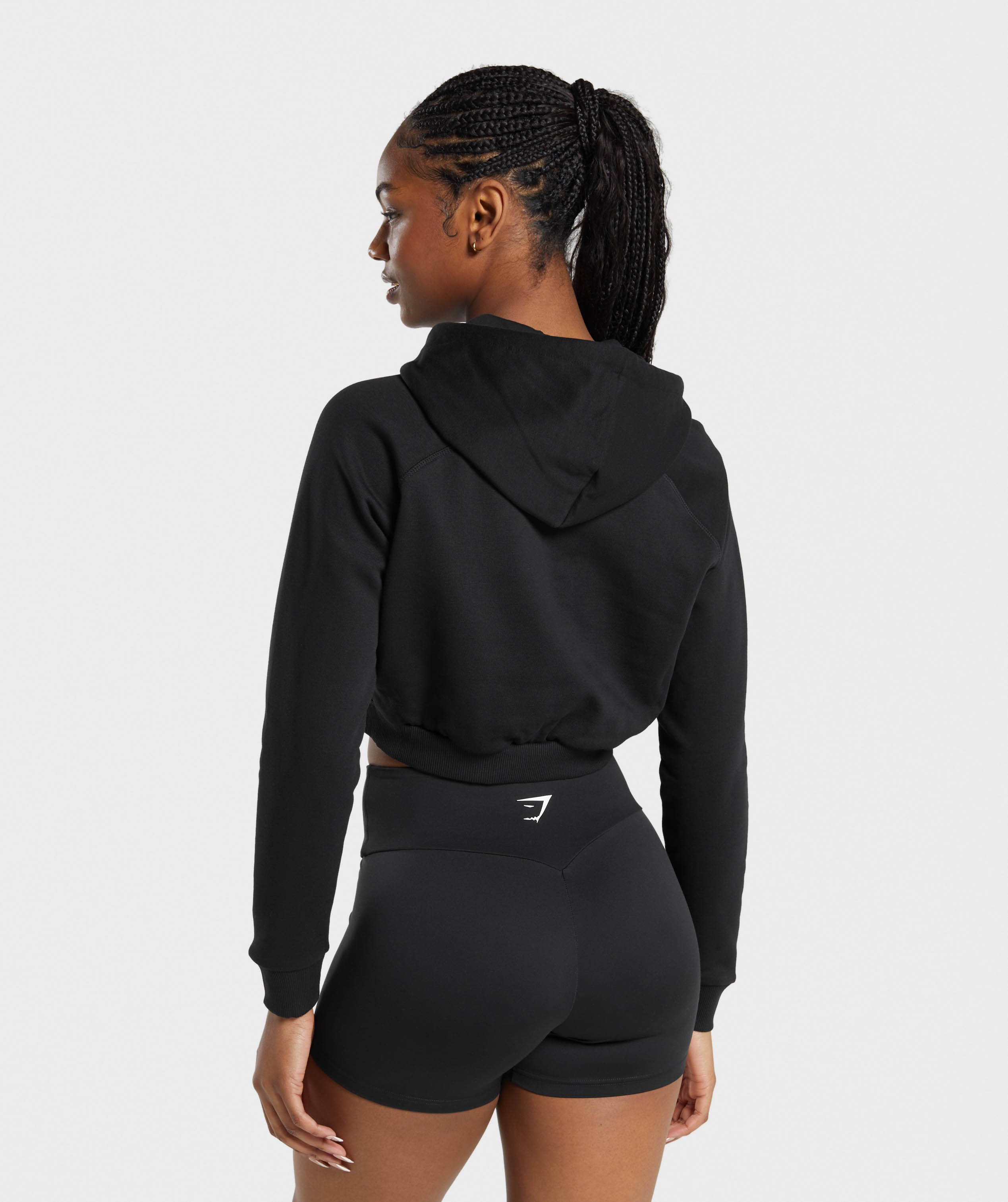 Training Fleece Cropped Hoodie in Black - view 2