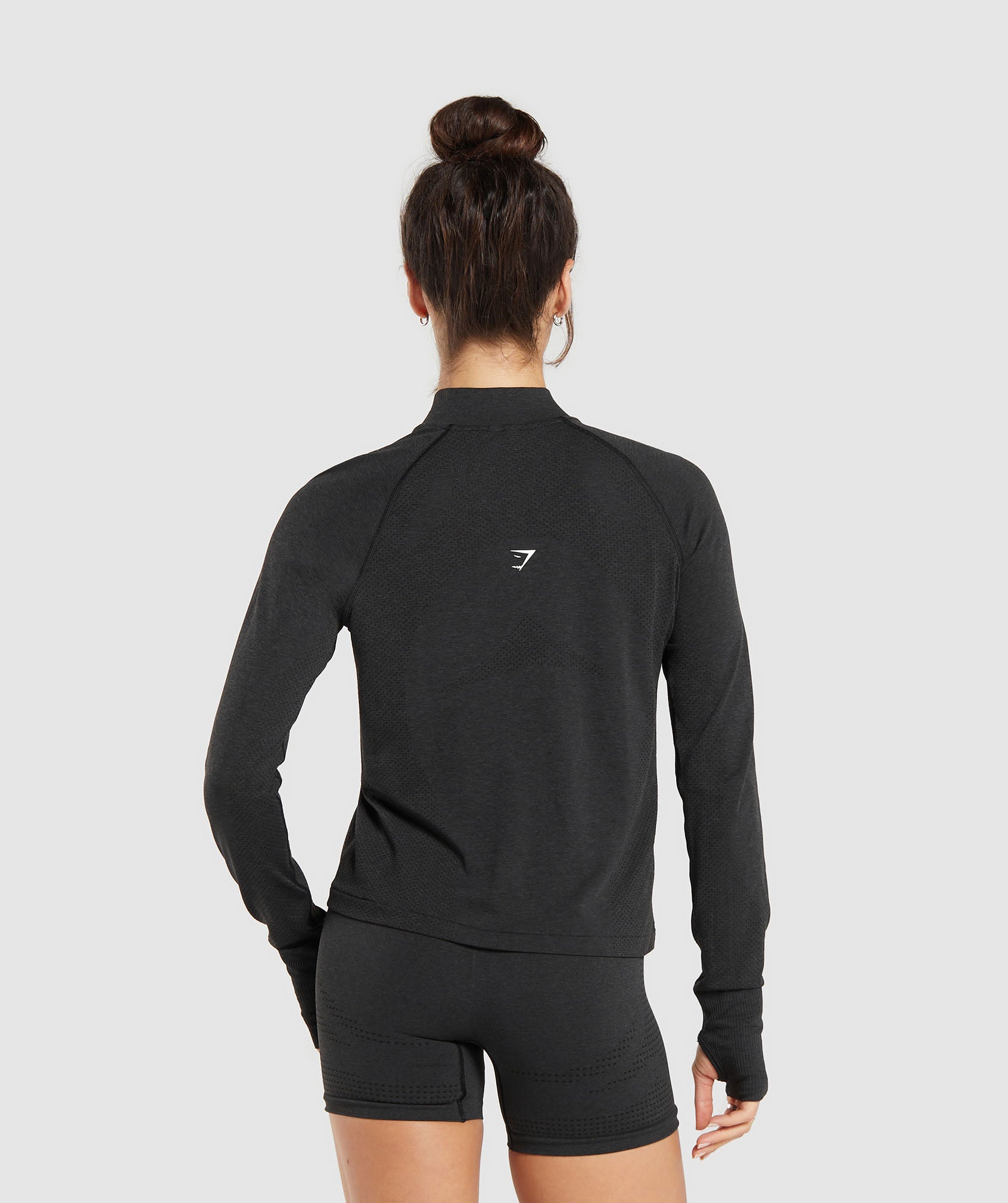 Vital Seamless 2.0 1/4 Zip Pullover in Black Marl - view 2