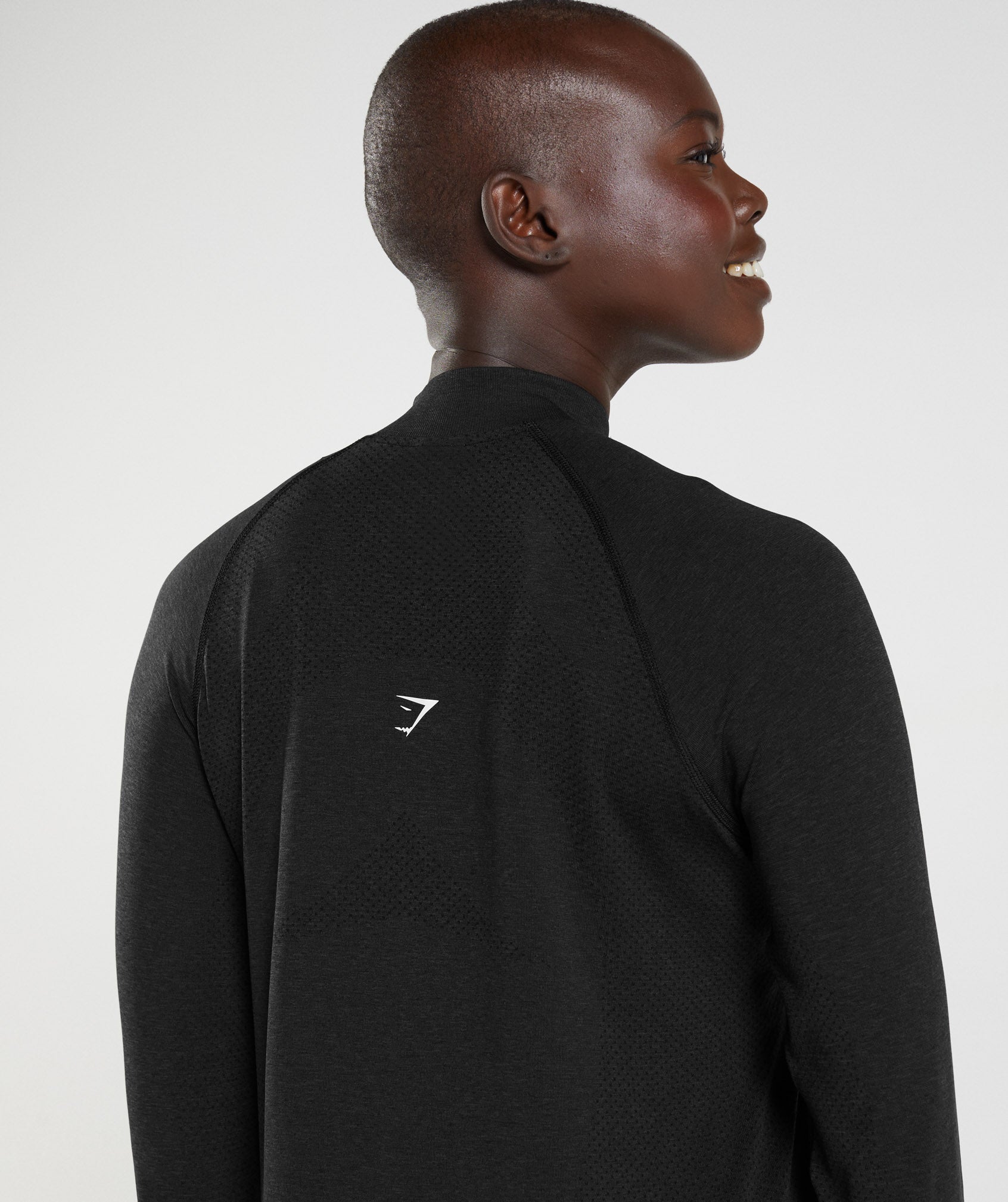 Vital Seamless 2.0 1/2 Zip Pullover in Black Marl - view 5