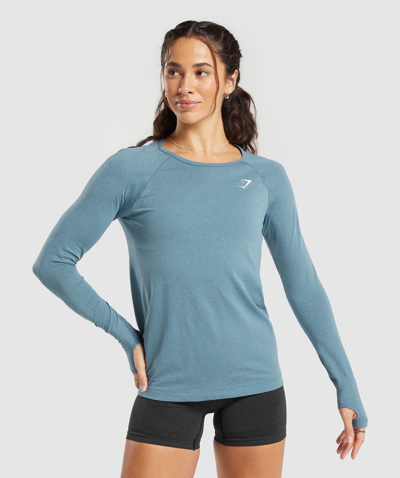 Vital Seamless 2.0 Light Long Sleeve Top in Faded Blue Marl