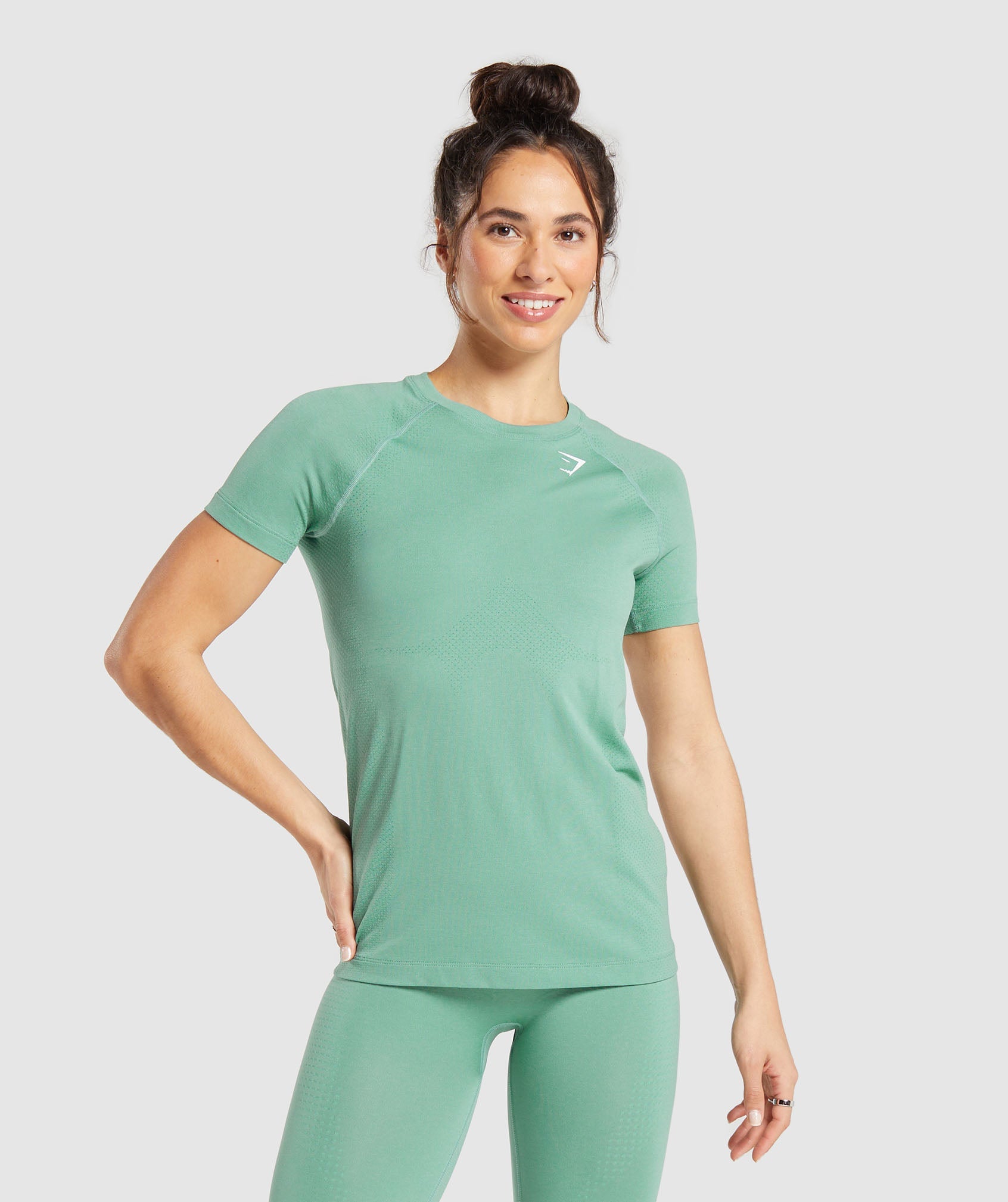 Vital Seamless 2.0 Light T-Shirt in Lagoon Green/ Marl - view 1