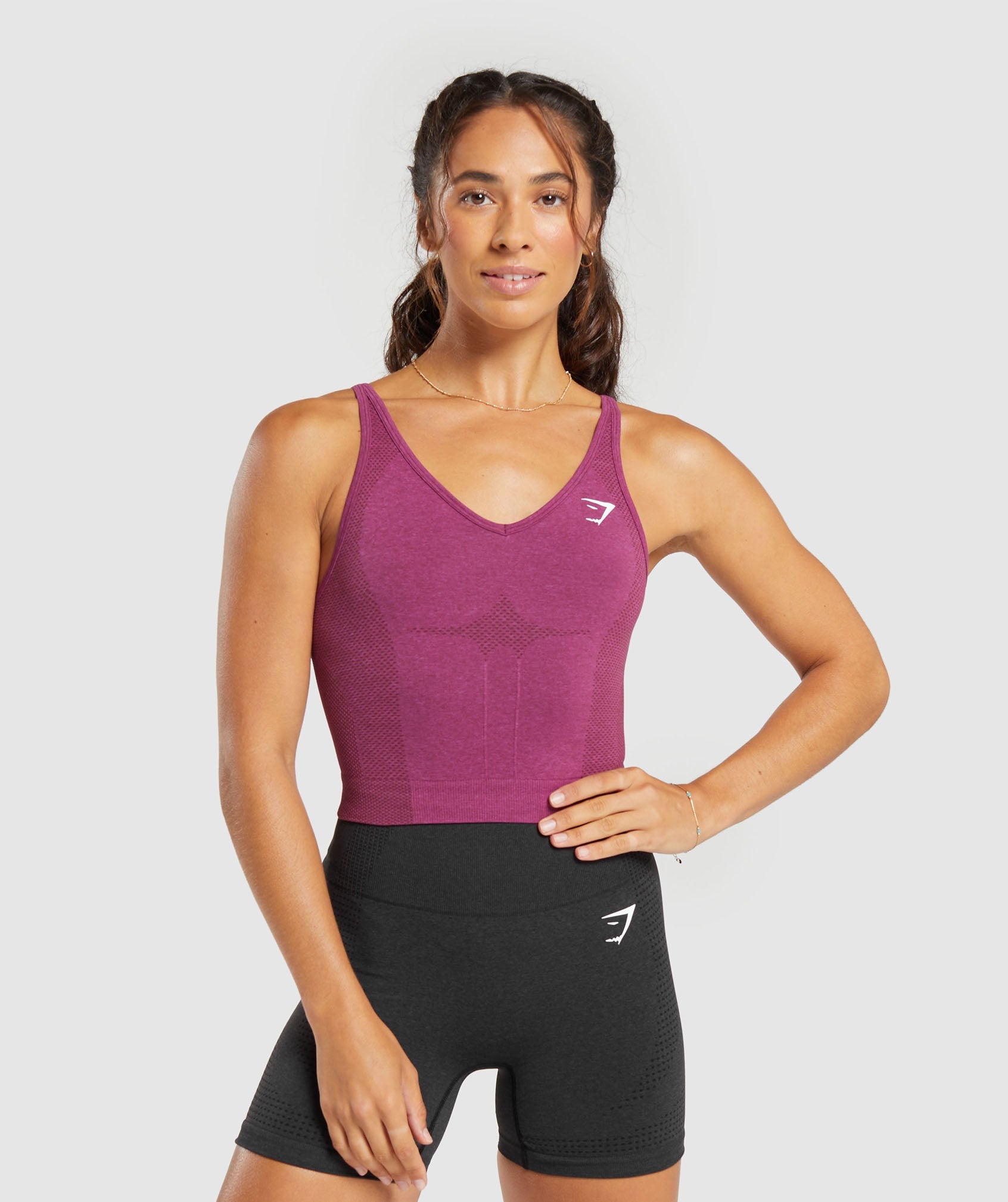 Vital Seamless  2.0 Midi Tank in Plum Pink Marl - view 1