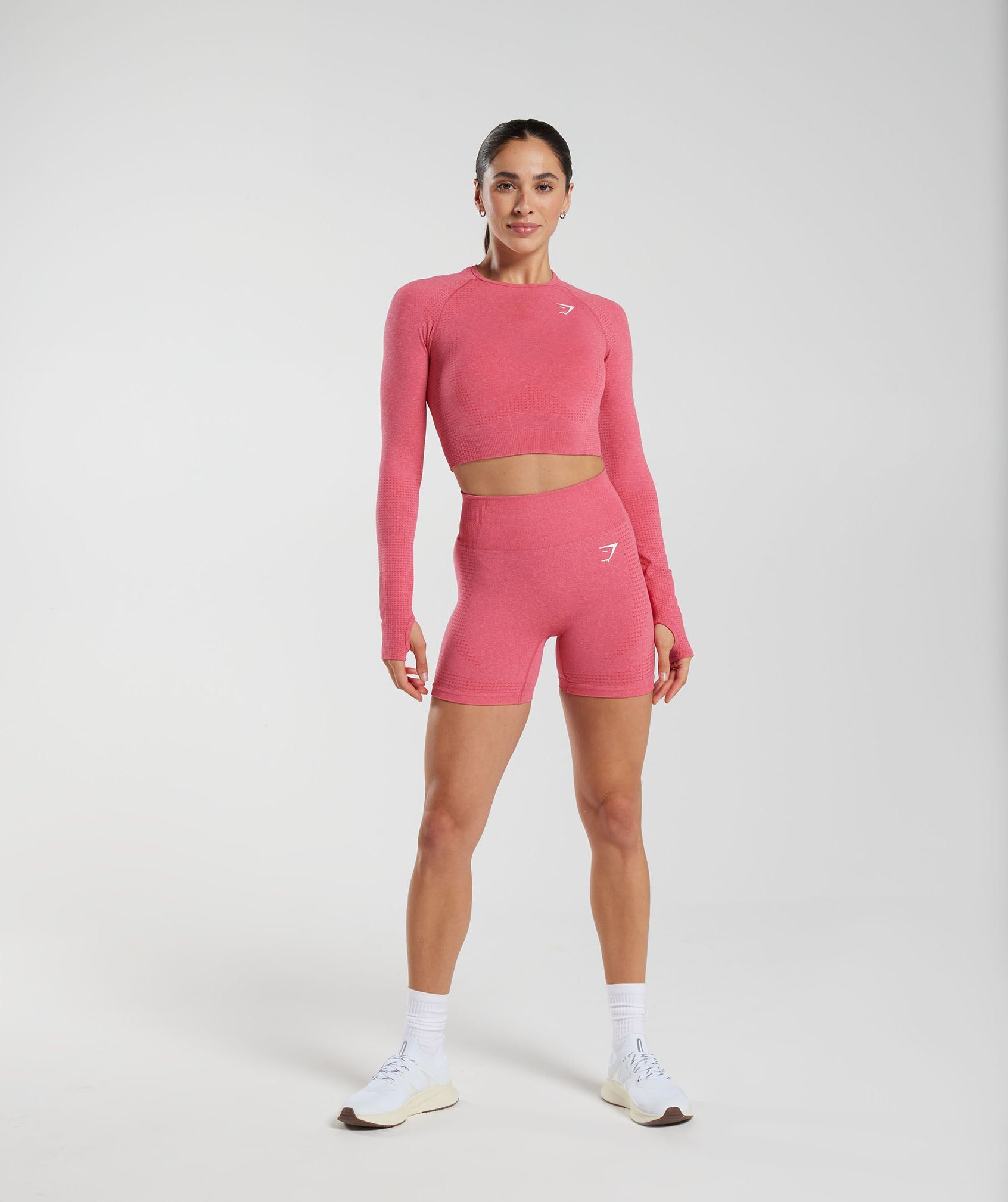 Vital Seamless 2.0 Crop Top in Bright Fuchsia Marl - view 4