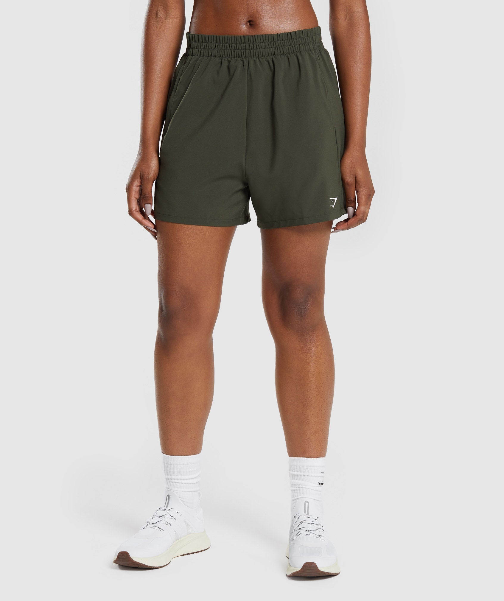 Woven Pocket Shorts in Deep Olive Green - view 1