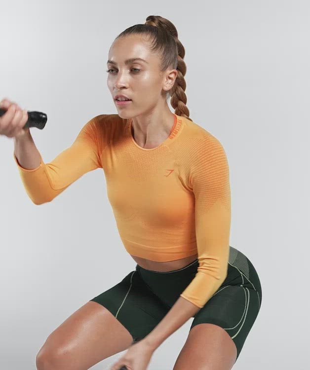 Gymshark Training Long Sleeve Crop Top - Papaya Orange