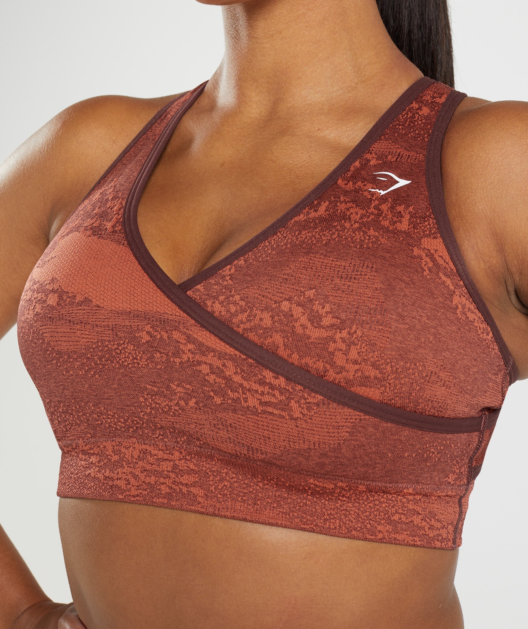 Gymshark Adapt Camo Seamless Sports Bra - Plum Brown/Burgundy Brown