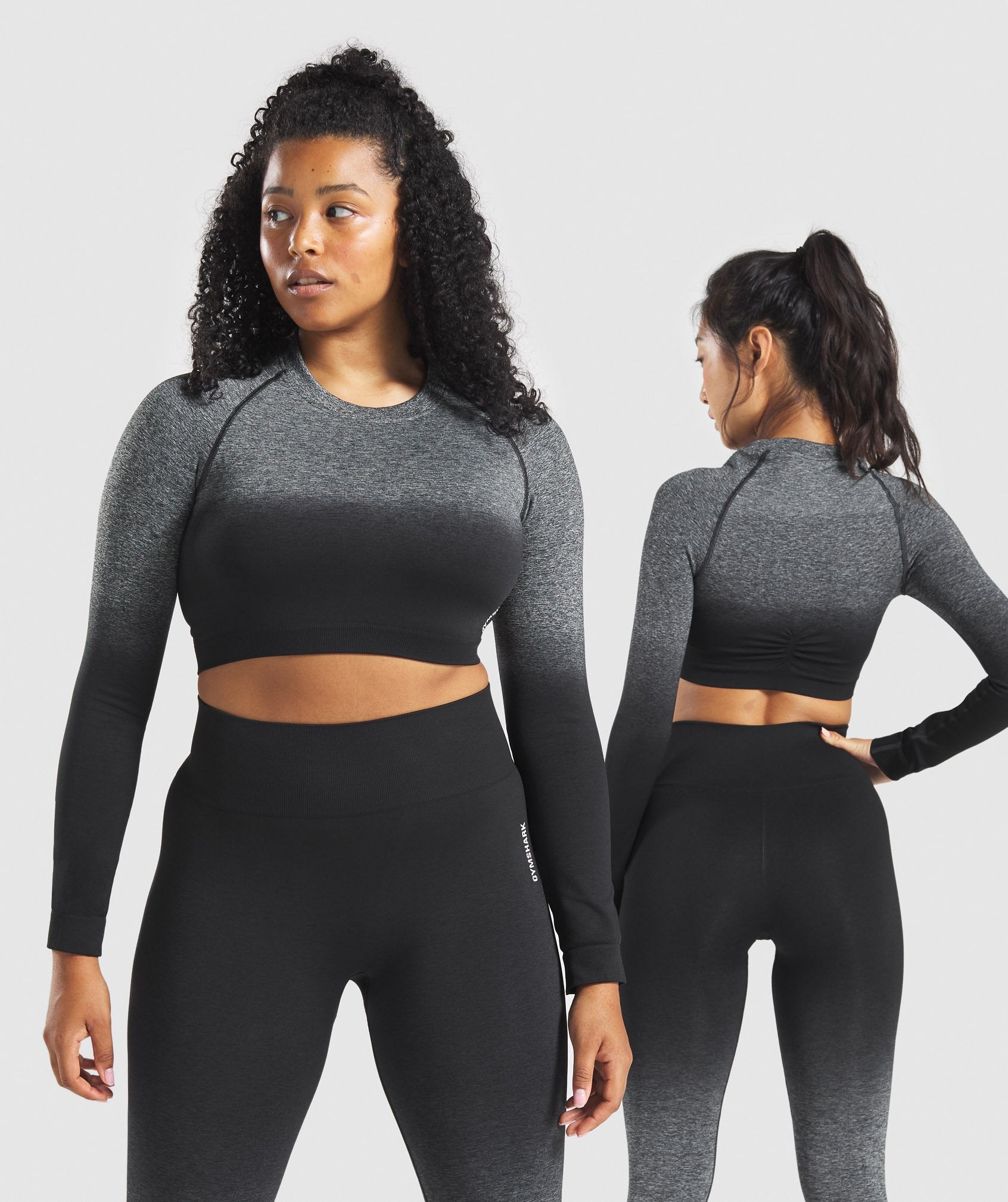 Buy Gymshark women sportswear fit long sleeve ombre crop top black marl  Online