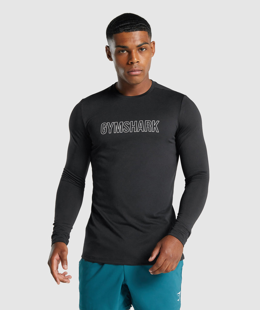 Gymshark Arrival Long Sleeve Graphic T-Shirt - Black | Gymshark