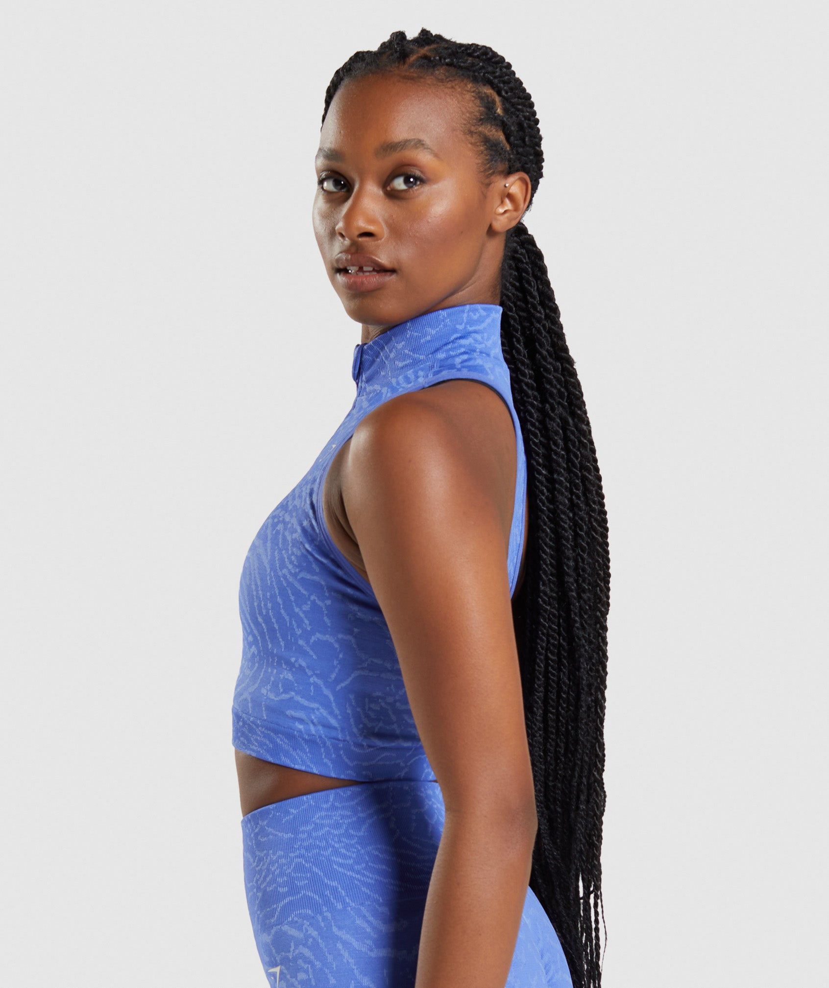 Adapt Animal Seamless Crop 1/2 Zip in Hybrid | Court Blue