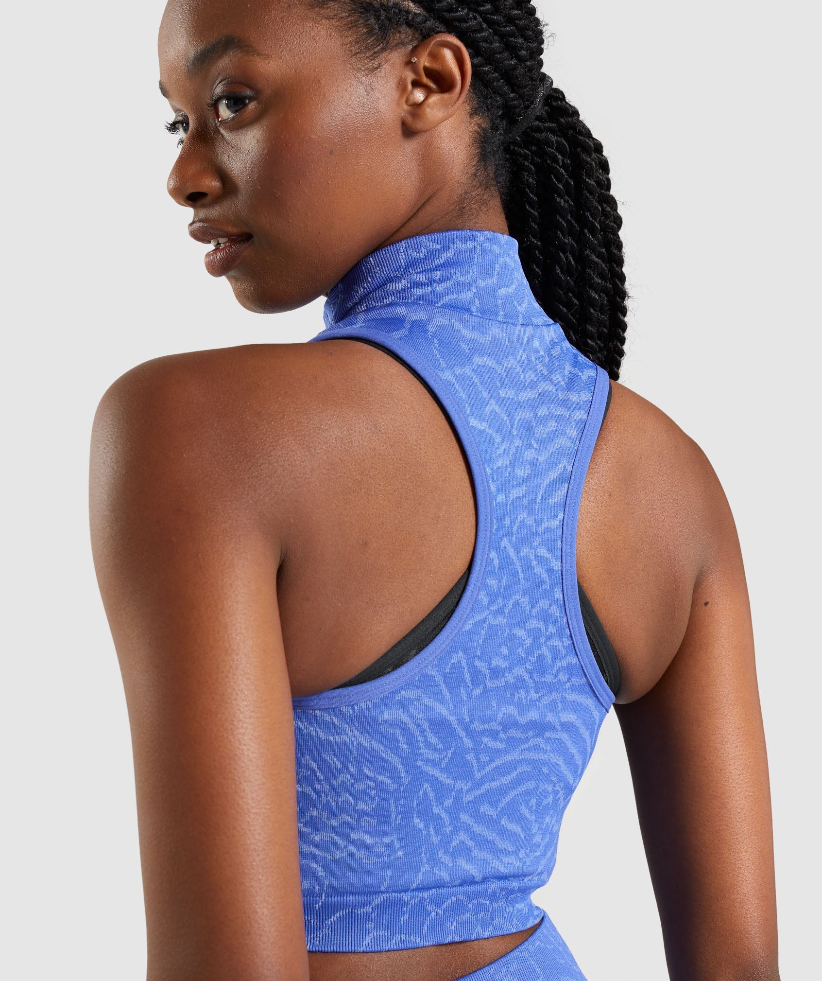 Adapt Animal Seamless Crop 1/2 Zip in Hybrid | Court Blue