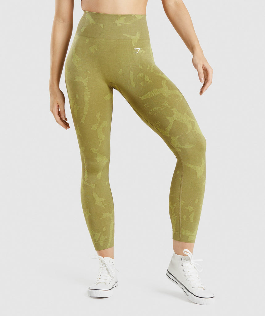 Gymshark Adapt Camo Seamless Leggings - Savanna | Griffin Green | Gymshark