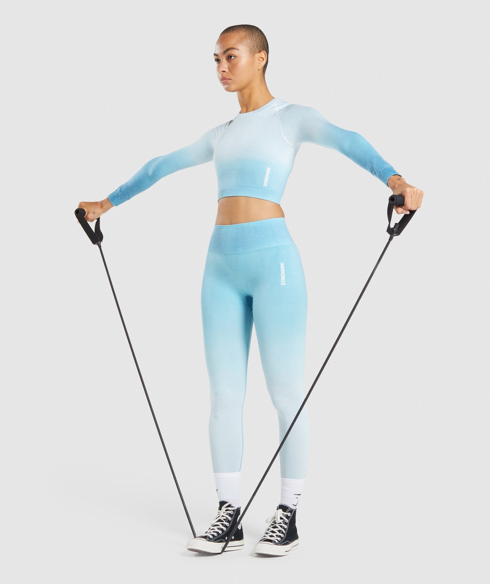 Gymshark Adapt Ombre Seamless Long Sleeve Crop Top - Light Blue