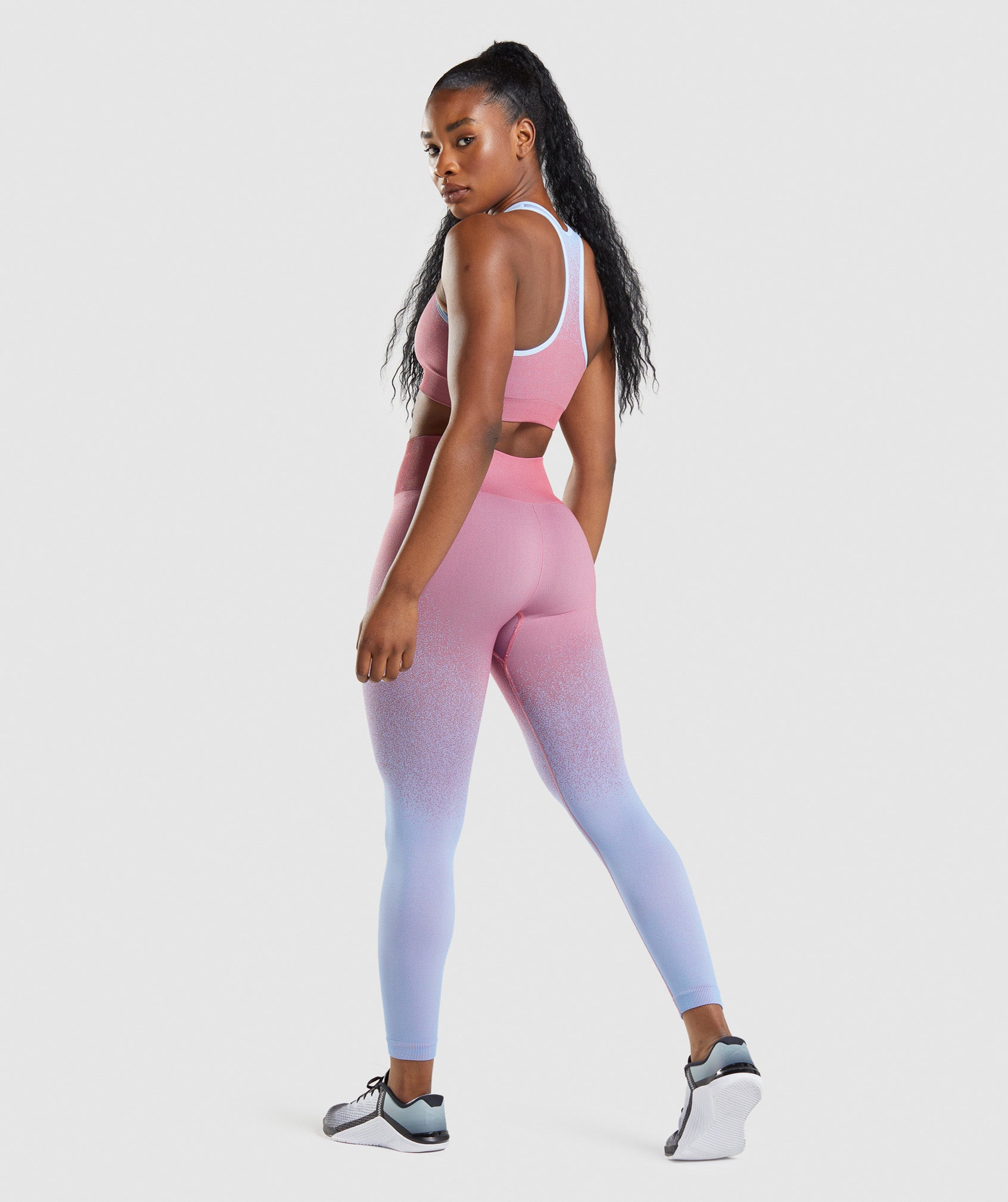 Adapt Ombre Seamless Leggings in Rose Pink/Light Blue - view 4