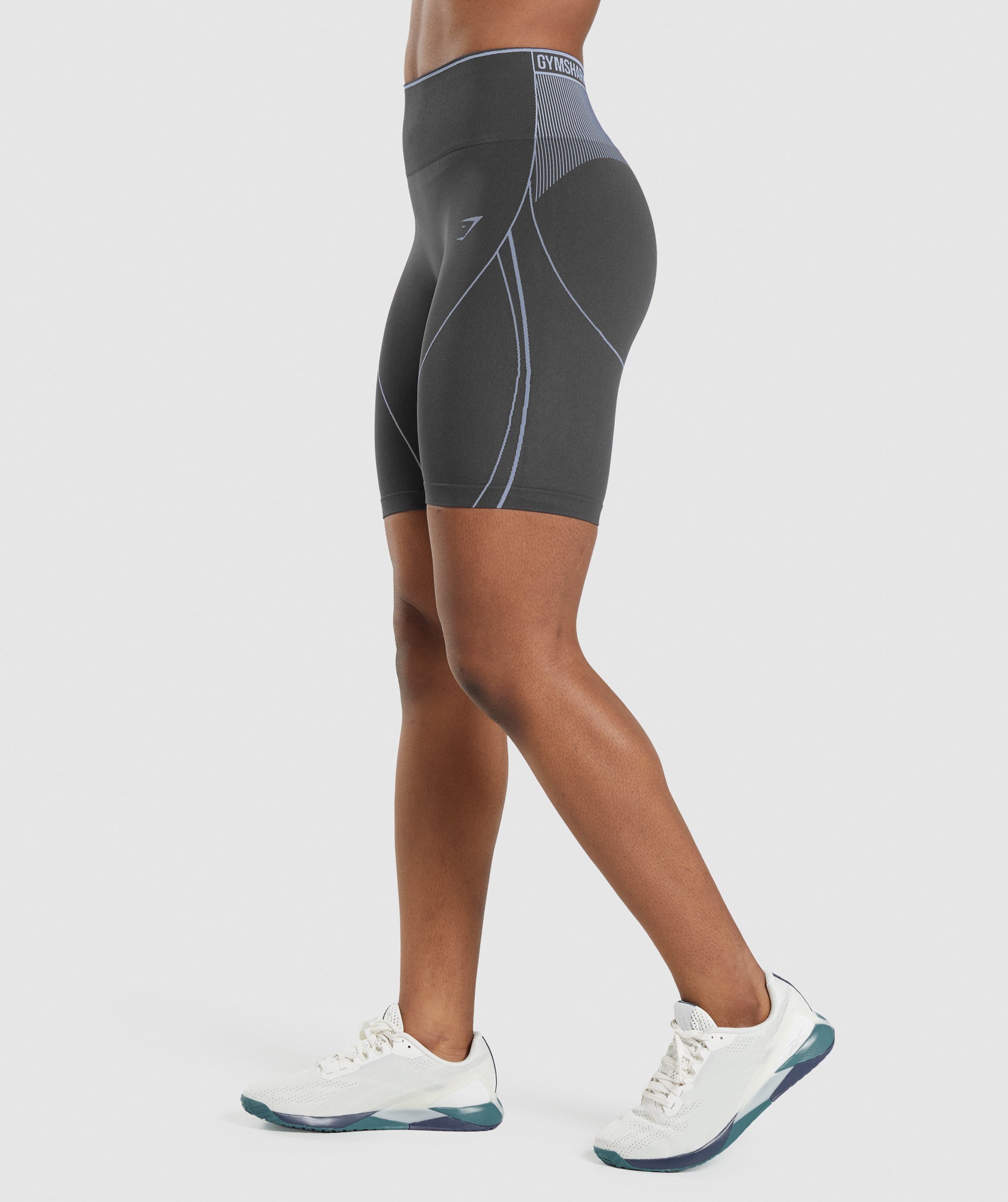 Apex Seamless High Rise Short in Onyx Grey/Lavender Blue - view 3