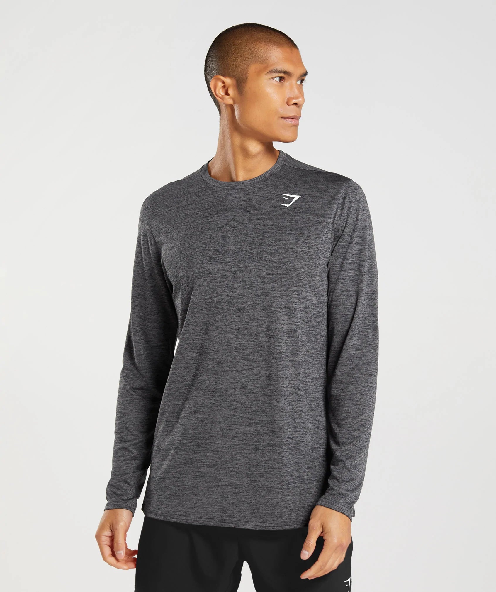 Arrival Long Sleeve T-Shirt in Black/Silhouette Grey Marl - view 1